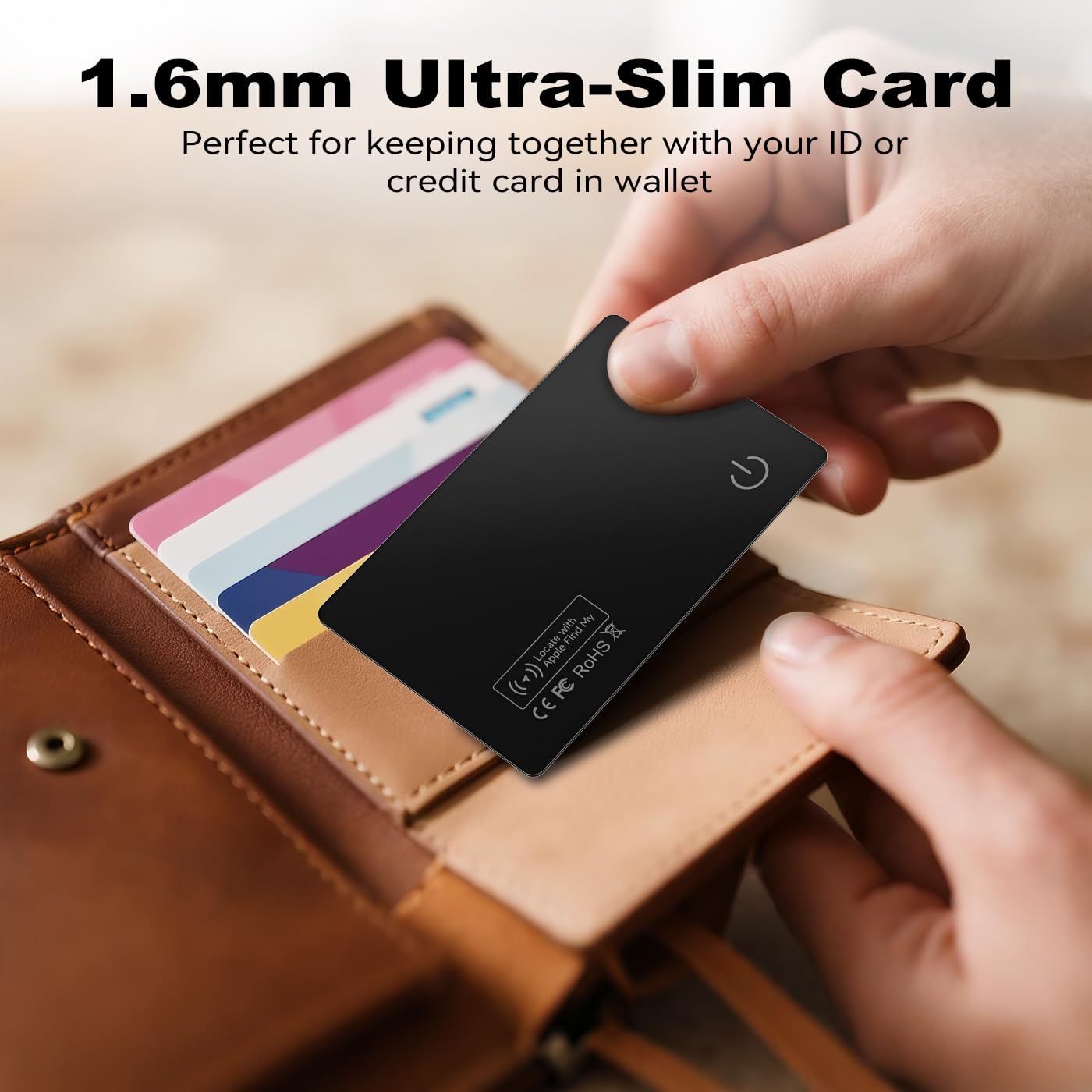 Apple MFi Certified Wallet Tracker Air Card Tag Tracker Card Ultra Slim 0.07in, IP68 Waterproof Travel Credit Card Design Works with Apple Find My for Wallets, Keys, Luggage,Bags-2Pack