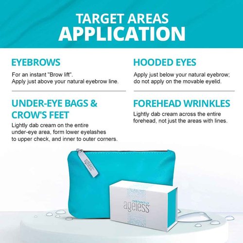 Instantly Ageless - Instant Face Lift Cream - Skin Care for Anti Aging face cream - Instant Under Eye Bags Remover - Facelift in a Box of 25 Vials with Makeup Bag