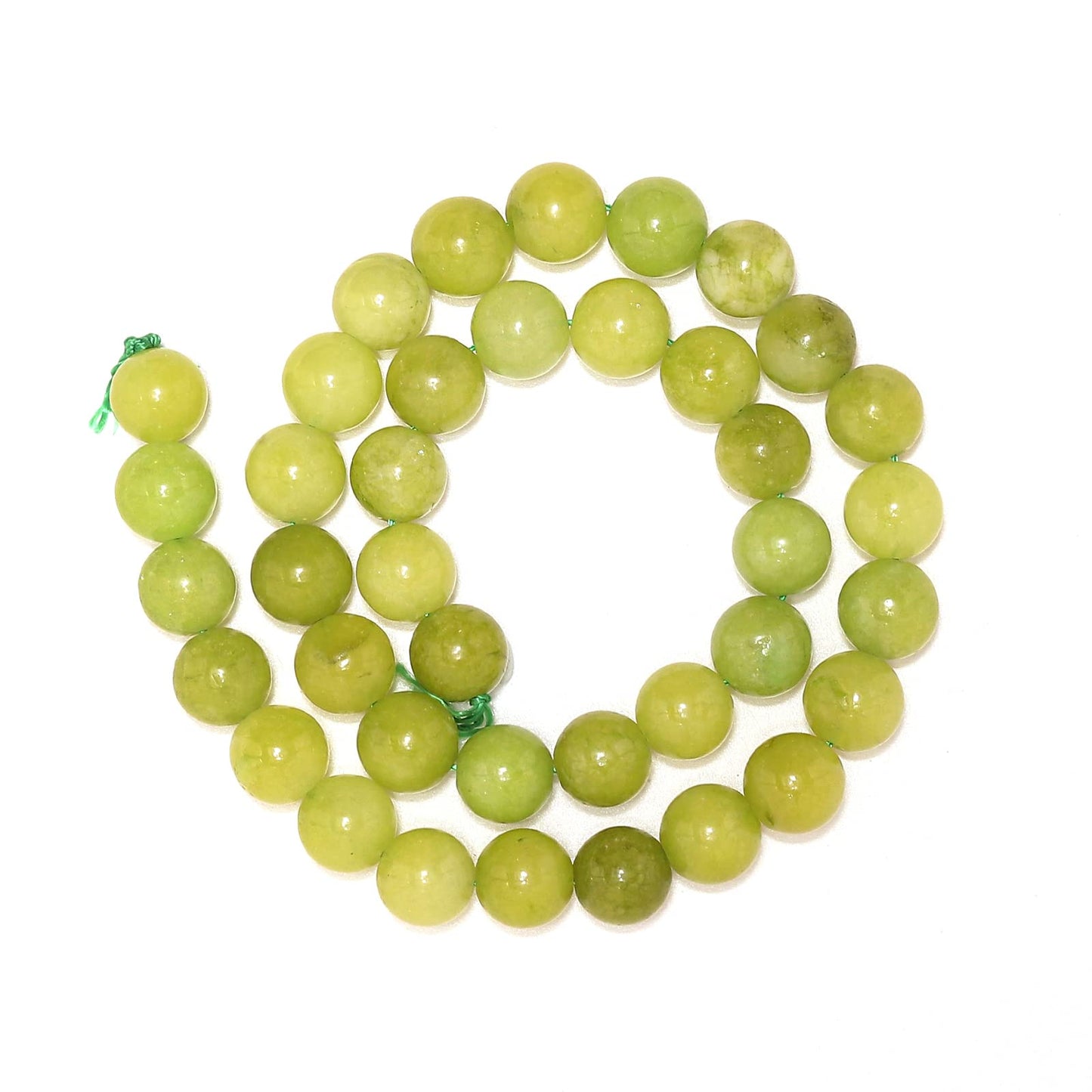 35pcs 10mm Peridot Loose Beads for Jewelry Making, Natural Semi Precious Beads Round Smooth Gemstone Spacer Beads Charms for Necklaces Bracelets