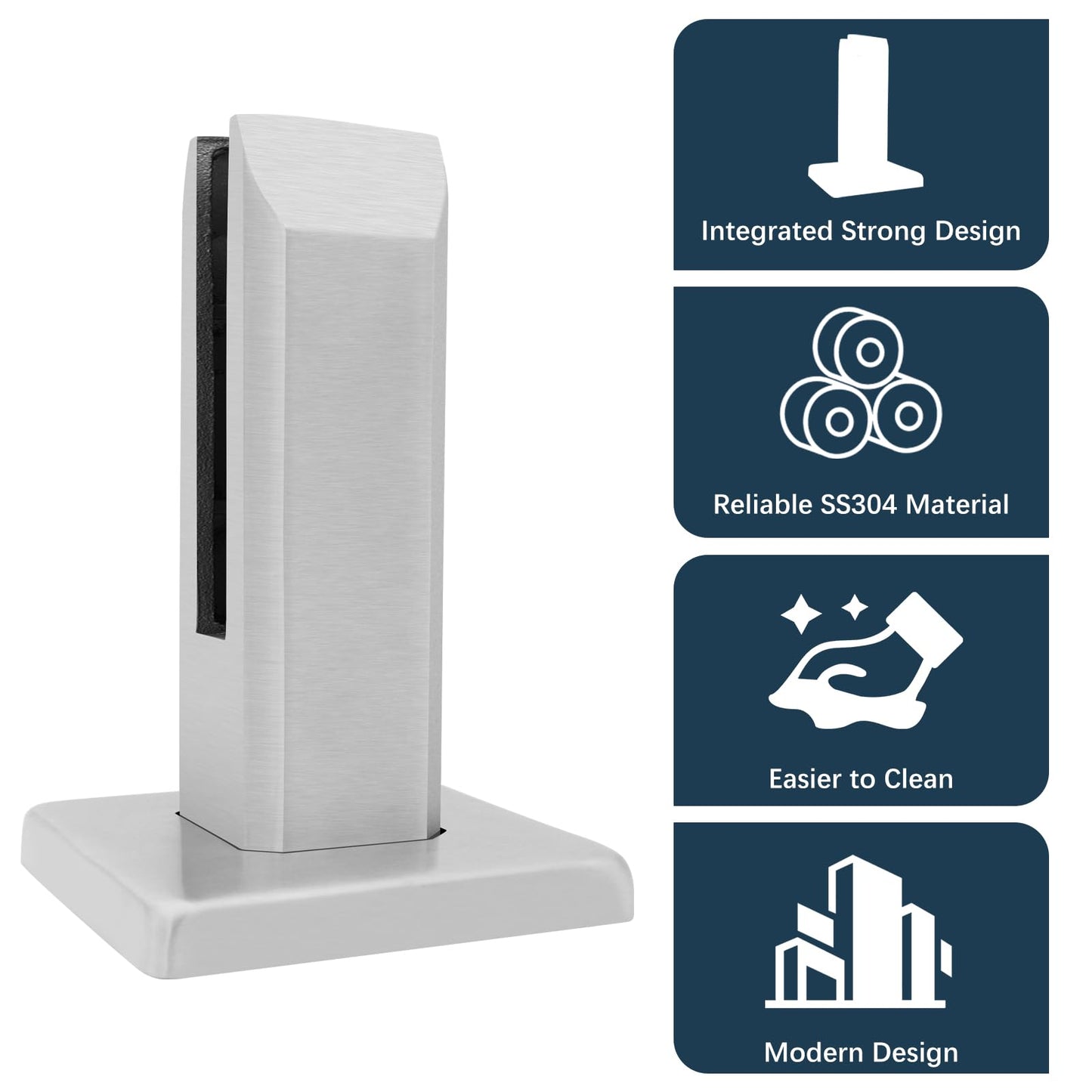 LukLoy 10 Pack 2.1lb 304 Stainless Steel Square Glass Spigots Pool Fence Spigot Clamp Home Garden Stairs Balustrade Railing Balcony Glass Floor Clamp (10 Pack, Each NW 2.1lb, GW 3.0lb) - LEVEL 2