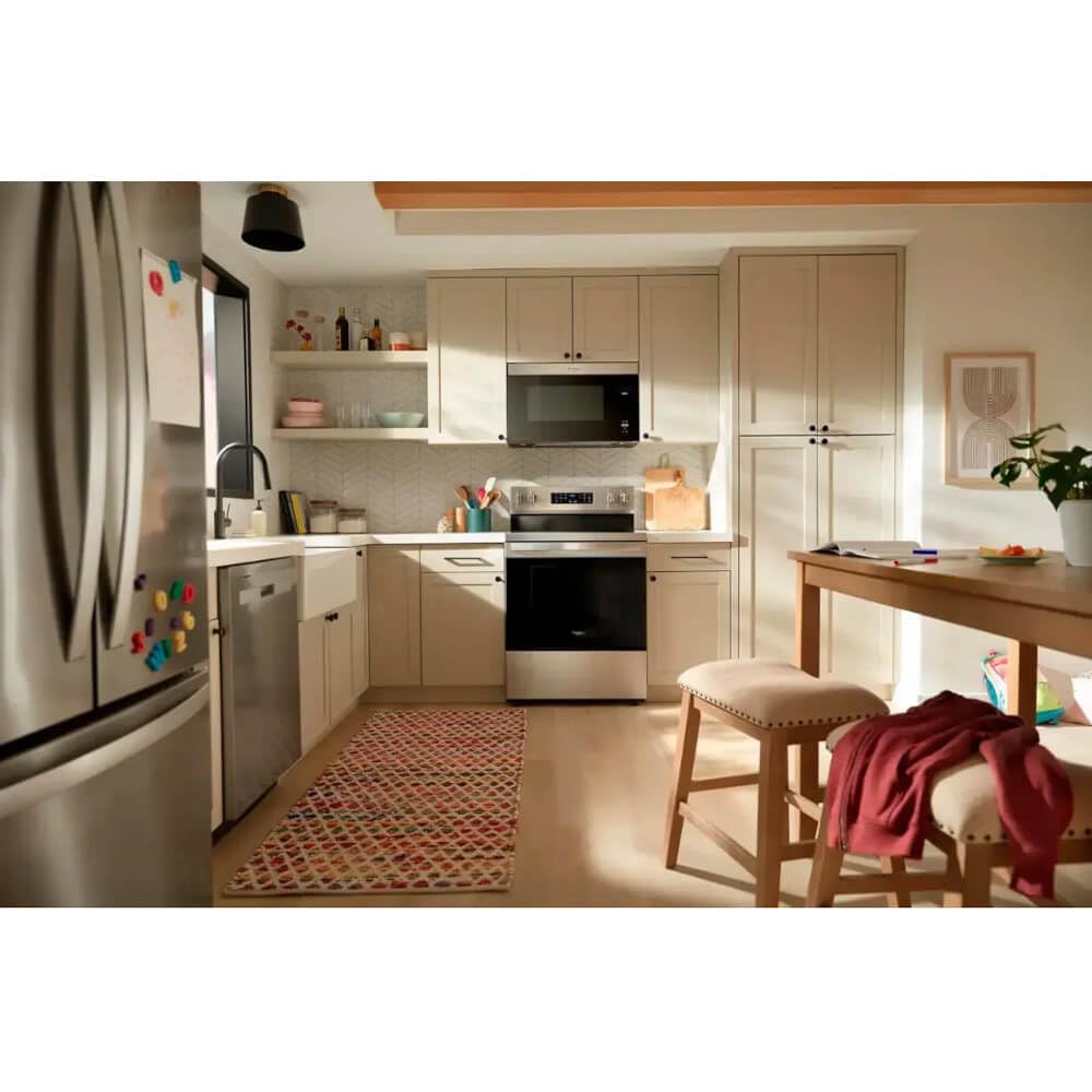 Whirlpool 30 in. 5 Element Freestanding Electric Range in Fingerprint Resistant Stainless Steel with Air Cooking Technology