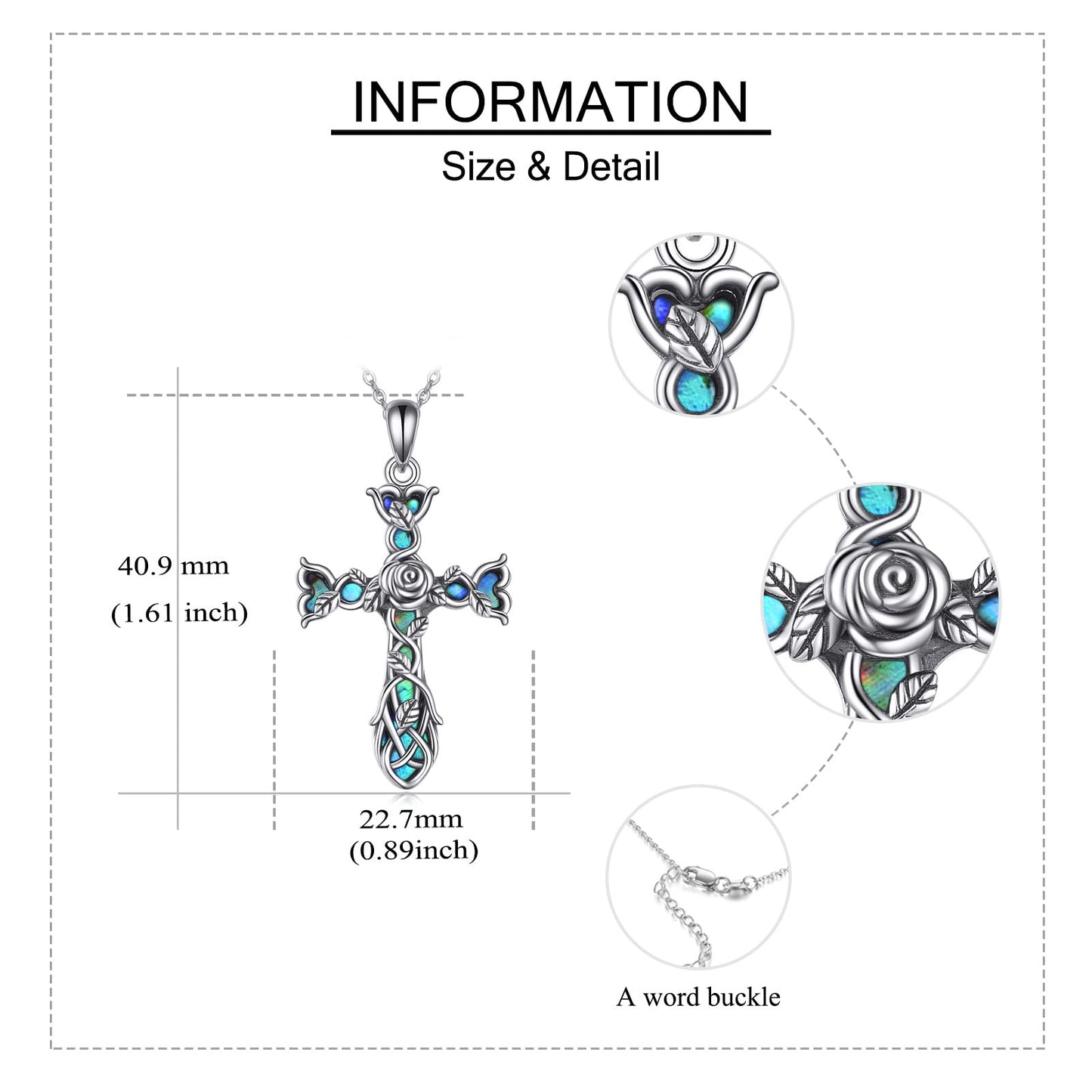 ONEFINITY Cross Necklace 925 Sterling Silver Celtic Knot Rose Flower Cross Necklace Pendant Gifts for Women Cross Jewellery Gifts