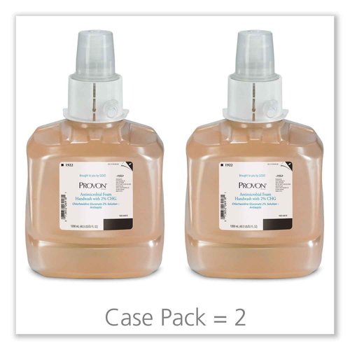 GOJO 1922-02 PROVON Antimicrobial Foam Handwash with 2% CHG, 1200ml (Pack of 2)