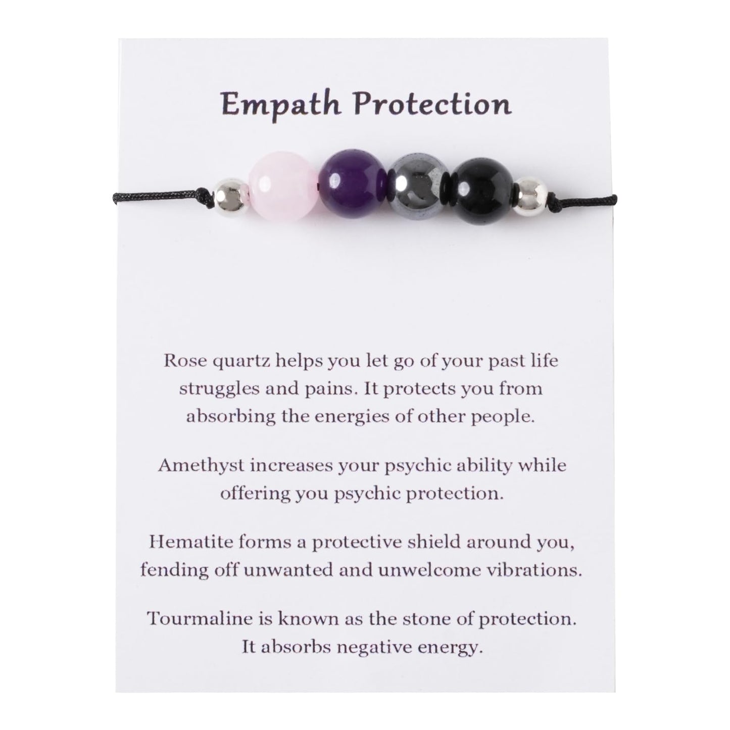 PNNY AMDA Protection Bracelets for Women: Black Obsidian Tourmaline Hematite Evil Eye Beaded Bracelets – Anxiety Bracelet for Women Men Courage Gifts