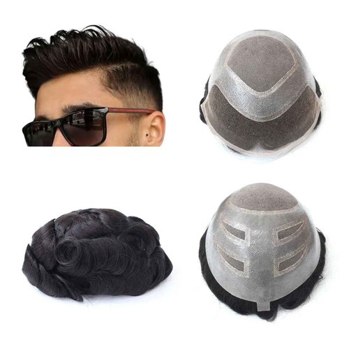 Toupee for Men Lace+PU Base Real European Human Hair Pieces for Mens Hair Prosthesis Patch Units Hair Replacement System for Men (6x9")