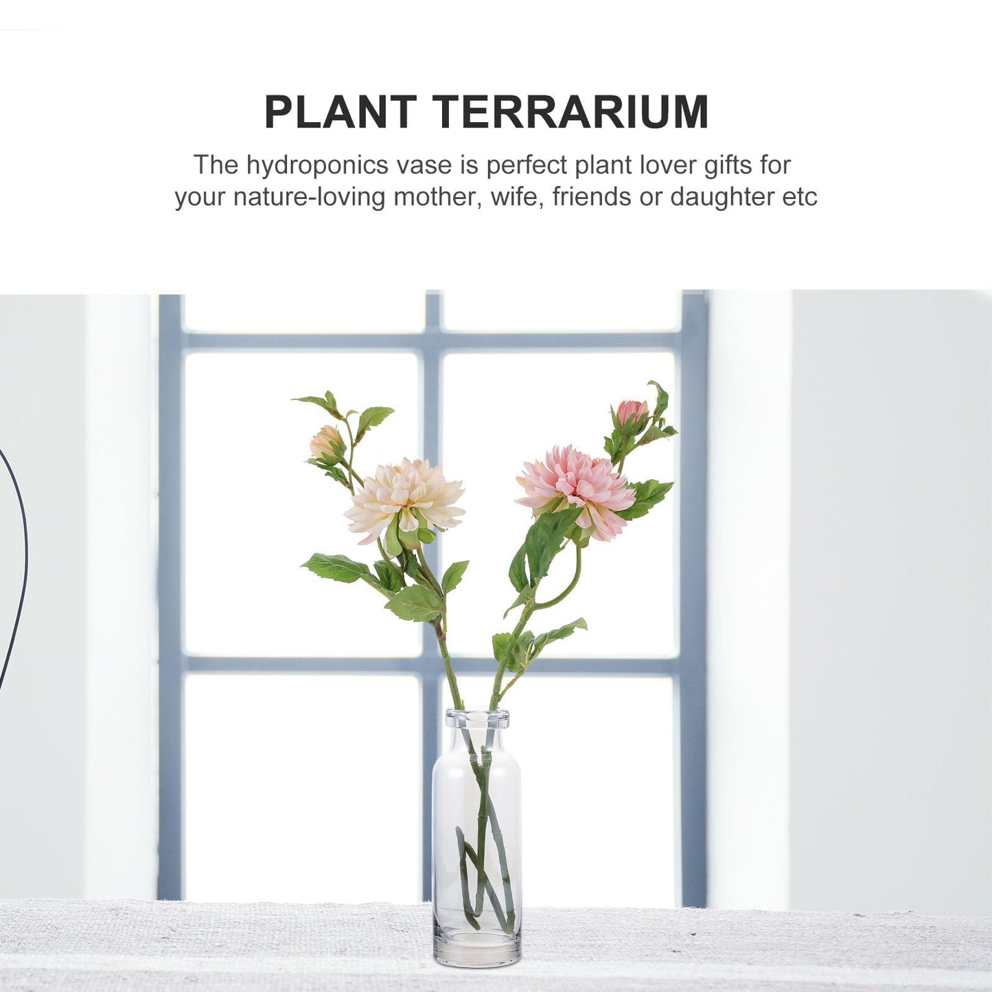 HOODANCOS Glass Hydroponic Plants Vase Ocean Blue Small Mouth Glass Desktop Planter Terrarium Home Decoration