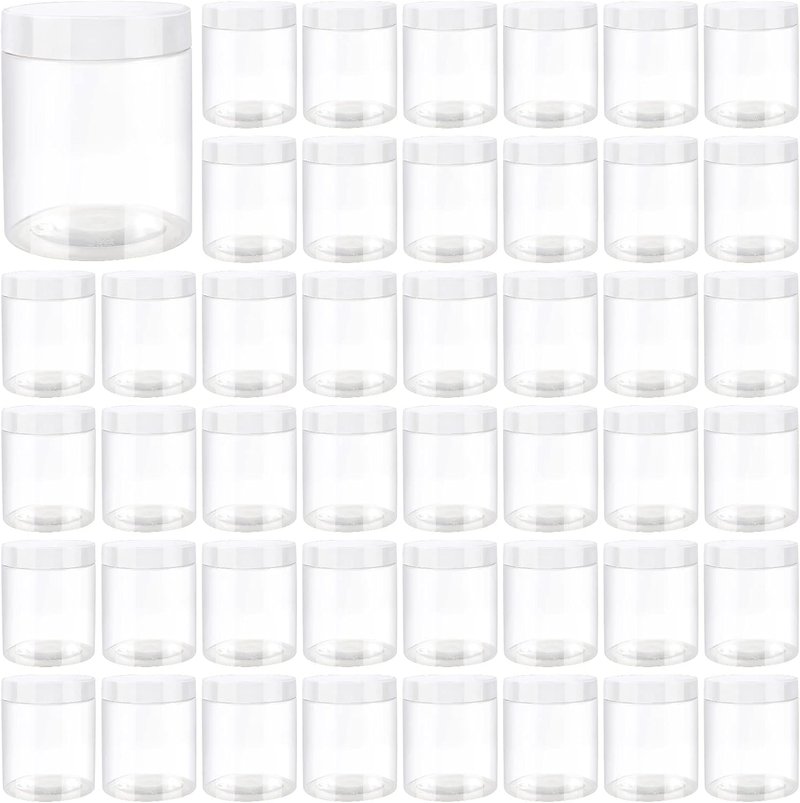 Clear Plastic Jars - 46 Pack 8 OZ Storage Containers for Slime, Food & Beauty Products | BPA Free