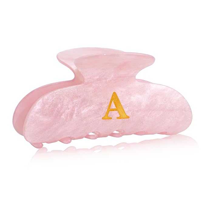 Christmas Stocking Stuffers for Women - Pink Cute Hair Claw Clips for Teenage Girls Gifts, Stocking Stuffers for Women Teens Daughter Sister Granddaughter, Christmas Birthday Gifts - Letter A