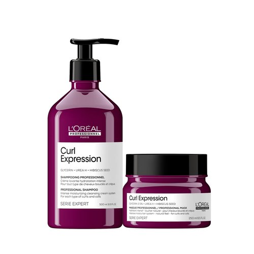 L'Oréal Professionnel Paris Curl Expression Moisturizing Shampoo & Mask Set - Hydrates & Detangles Curly & Coily Hair Types, Sulfate & Paraben-Free