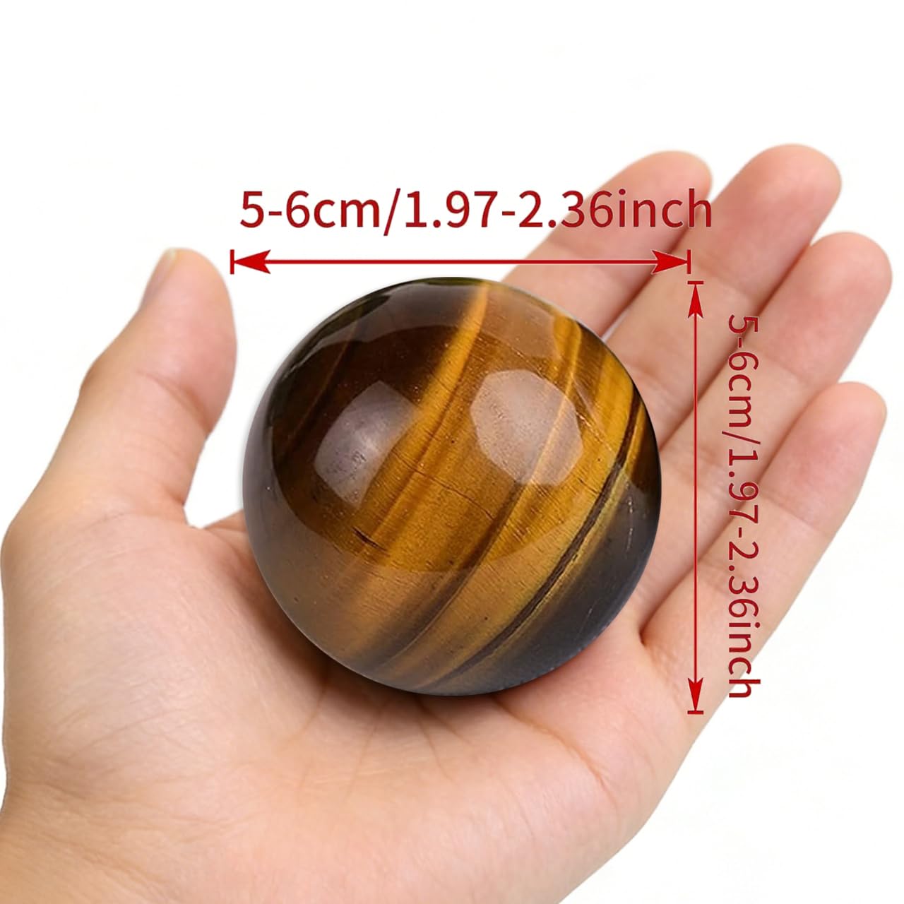 AierCrystal Natural Stone Crystal Sphere Feng Shui Home Decoration Ball Positive Energy Scrying Orb for Meditation Tool for Spiritual Space Purification Globe Diameter 5-6cm Tiger's Eye Sphere