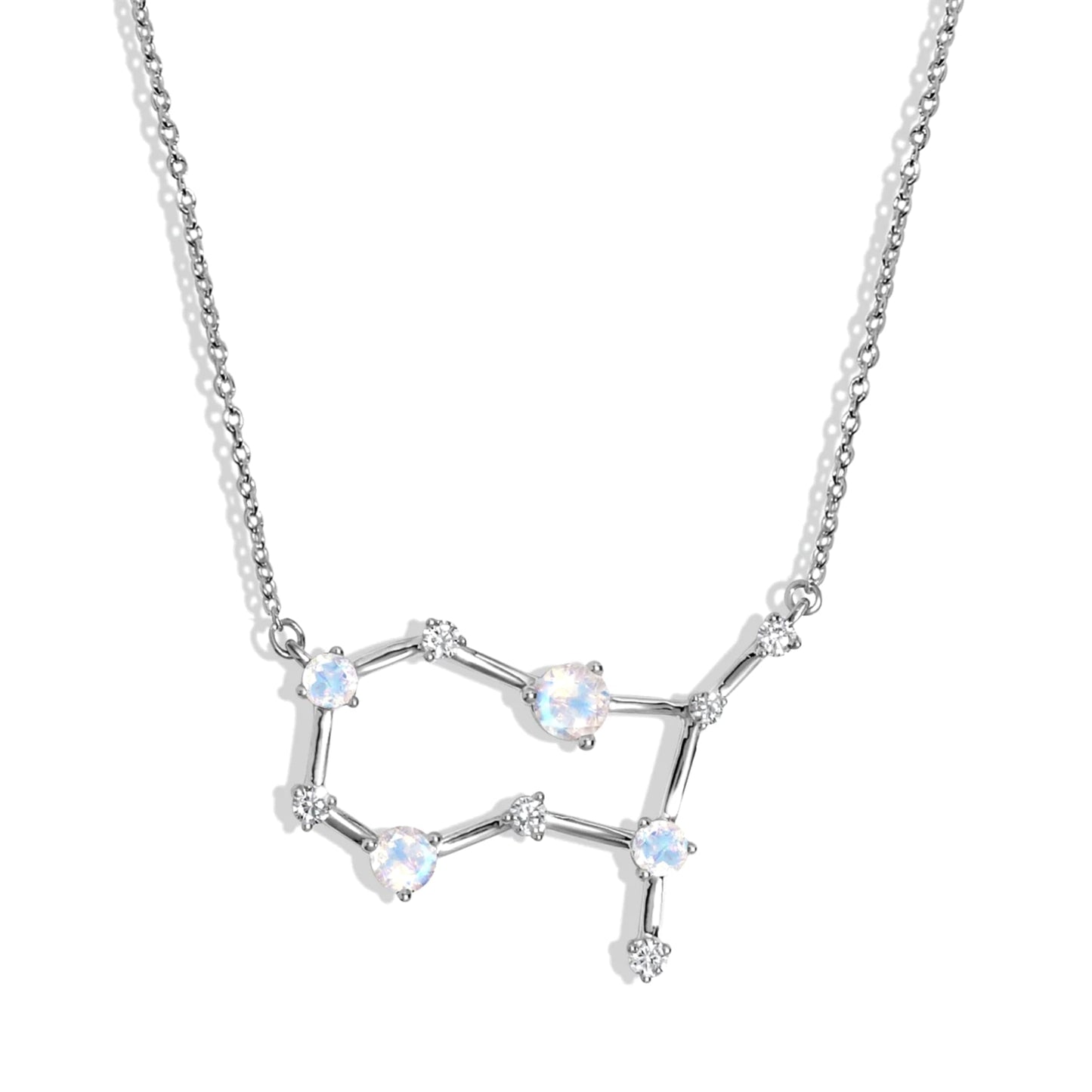 Moon Magic Moonstone Necklace - Gemini Zodiac Constellation / 925 Sterling Silver - 18k Rose Gold - Yellow Gold Rainbow Moonstone Necklaces for Women/Authentic Rainbow Crystal Jewelry