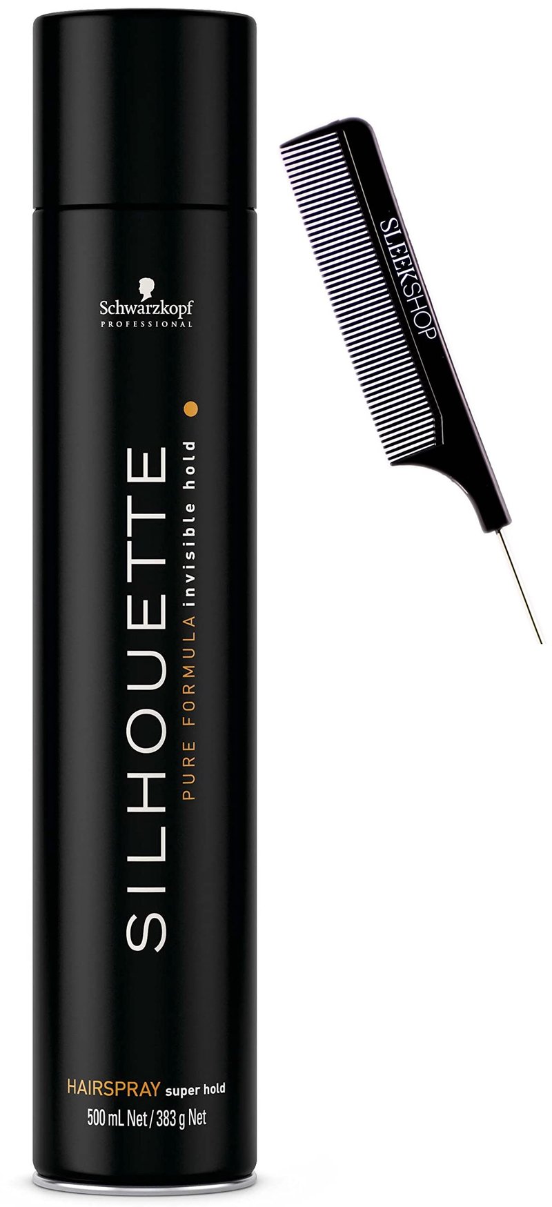 Sleekshop Comb + Schwarzkapf Professional Silhouette Super Hold Hairspray Aerosol Hair Spray (Super Hold - 16.9 oz)