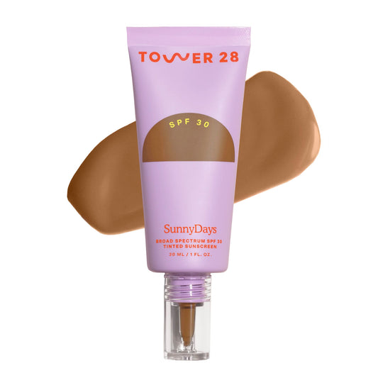 Tower 28 SunnyDays SPF 30 Tinted Moisturizer - 2-in-1 Buildable Coverage Foundation + Mineral Sunscreen for Face - Zinc Oxide, Aloe & Prickly Pear for Sensitive Skin - 50 Tan/Yellow (1 oz)