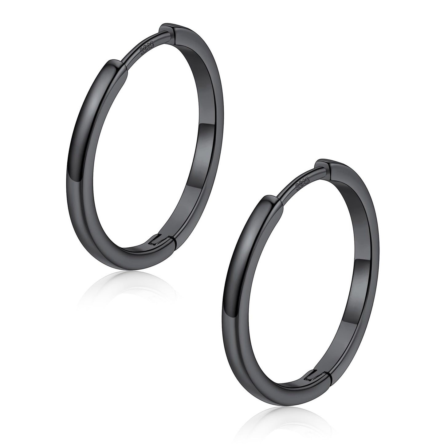 FaithHeart Hoop Earrings for Women, Black Hypoallergenic Huggie Hoop Earrings, Small Cartilage Earrings for Women 18mm, Send Gift Box