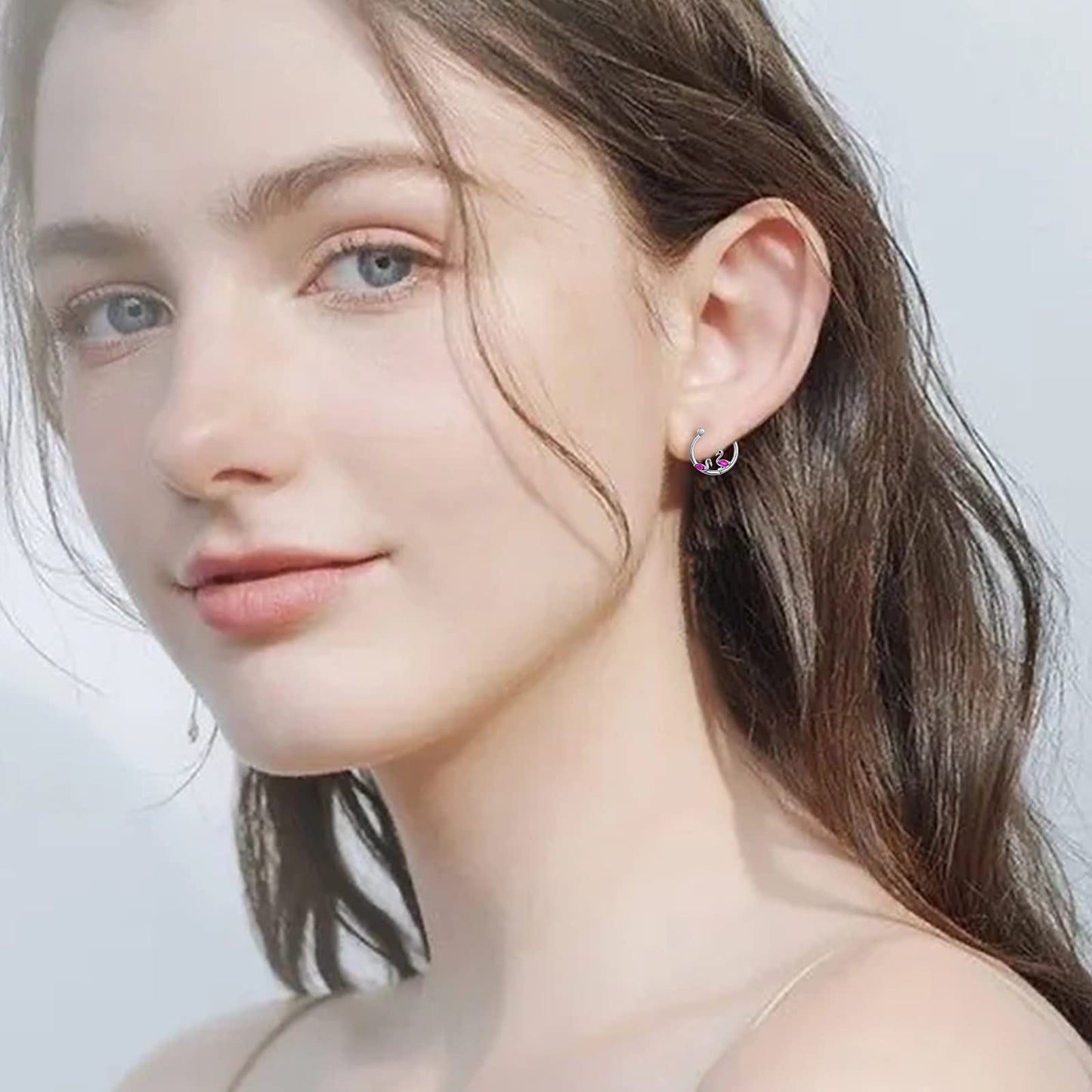 Flamingo Earrings Sterling Silver Hypoallergenic Small Hoop Earrings for Sensitive Ears Flamingo Jewelry Graduation Gifts for Women Daughter Her