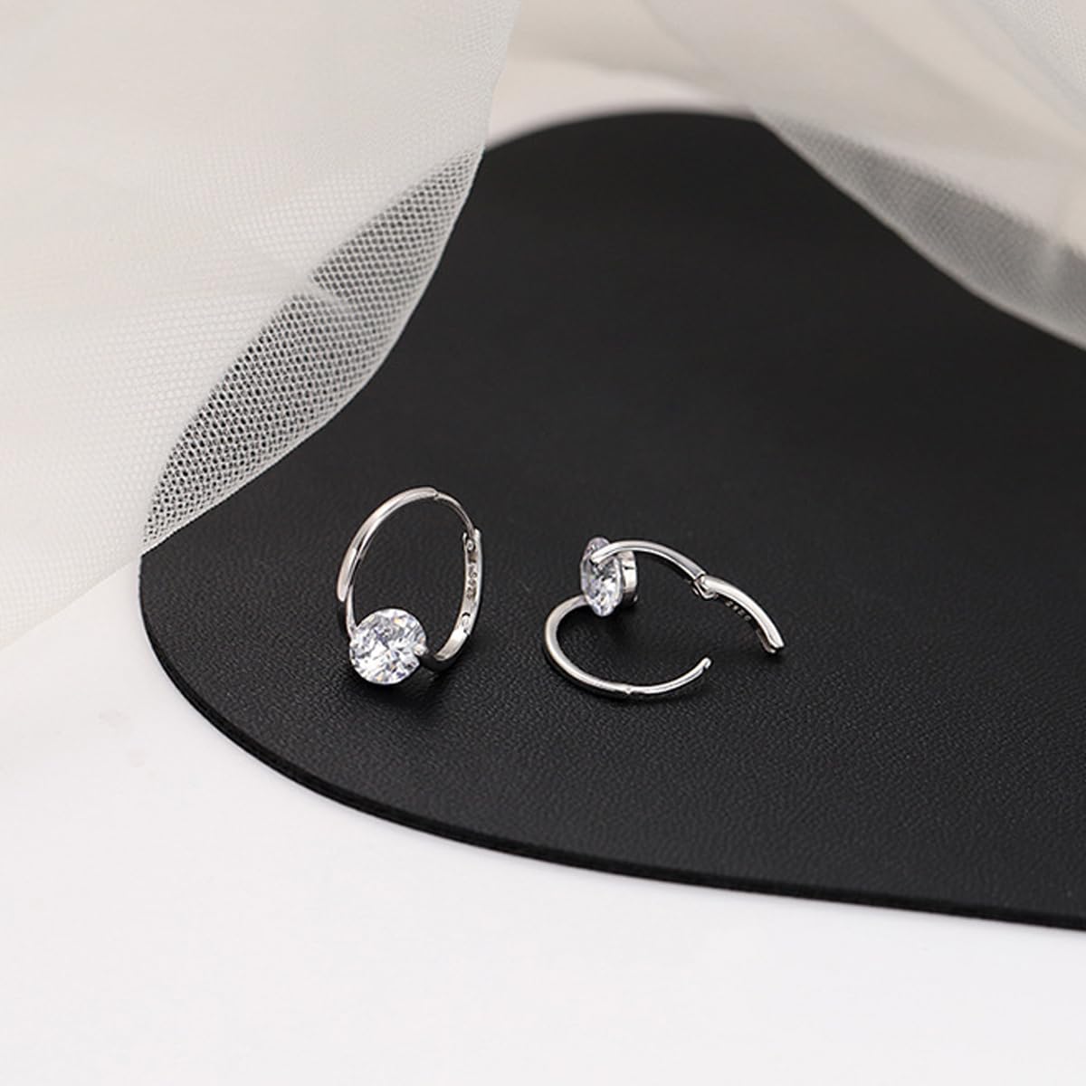 Halolux Lymphvity Germanium Earring for Women Lymphatic Drainage Earring CZ Zircon Acupressure Earrings Atheniz Lymphatic Earrings Dainty Jewelry Gifts (Silver)
