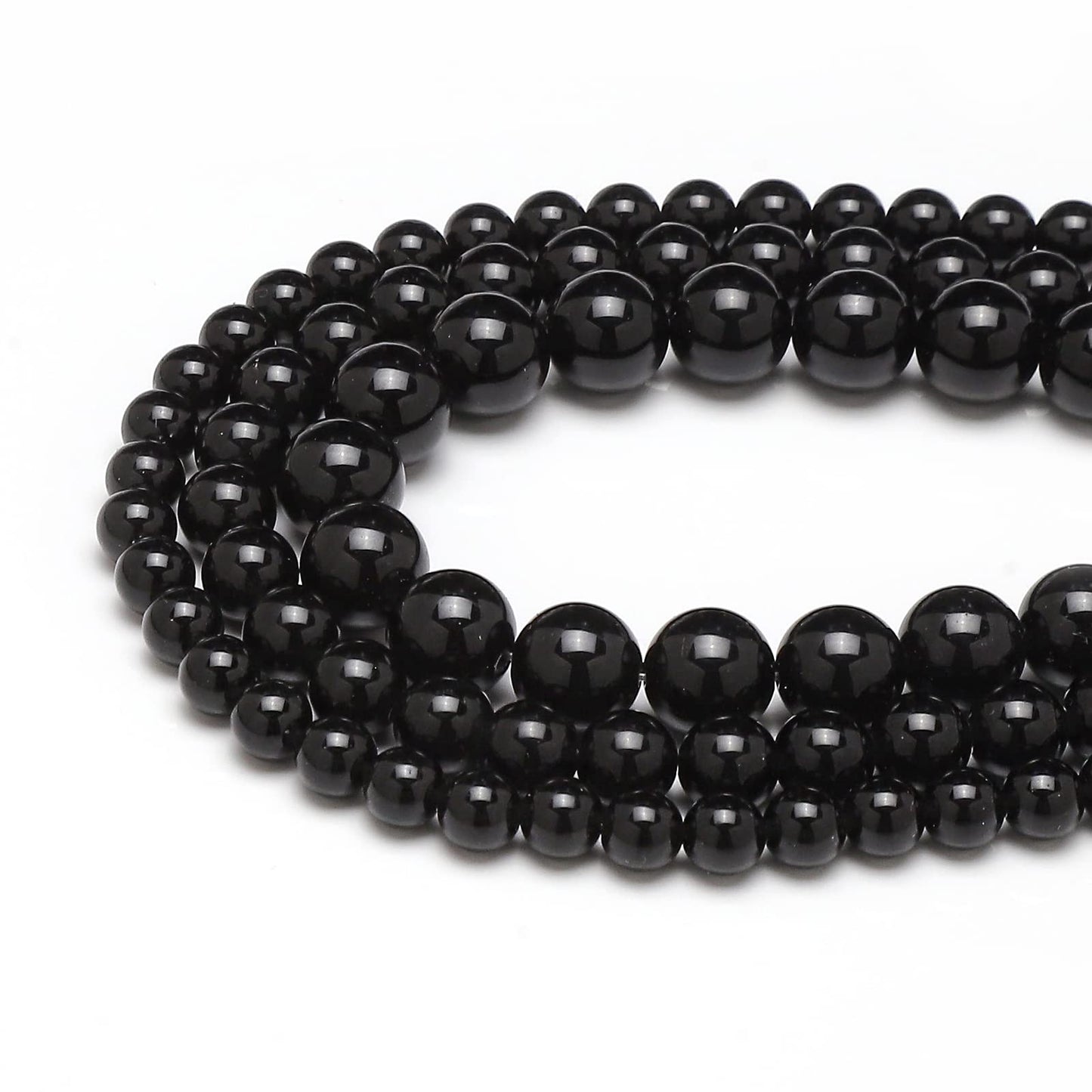 60pcs 6mm Natural Black Onyx Agate Gemstone Beads Energy Healing Crystal Round Loose Stone Beads for Jewelry Making, DIY Bracelets Necklaces