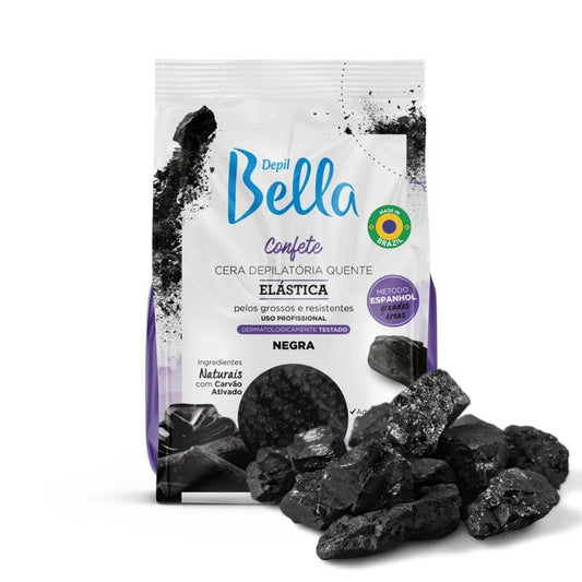 Depil Bella Black Elastic Confetti Hard Wax Beads - Low Melting, Deodorizing Formula for Smooth Hair Removal | Perfect for Thick and Coarse Hair, 2.2 lbs