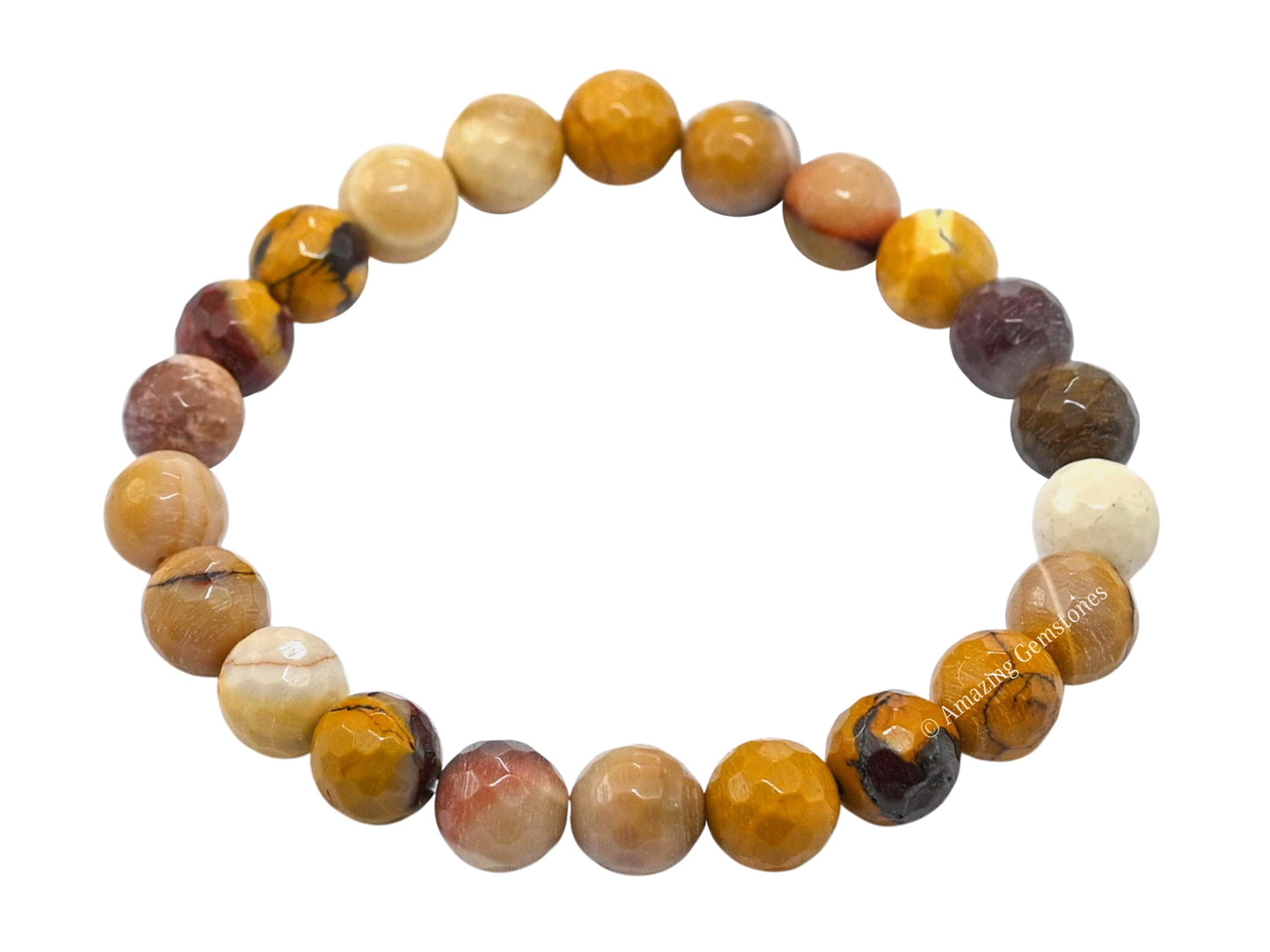 Amazing Gemstone Mookaite Jasper Bracelet for Women - Chakra Mens Bracelet Protection Crystals&Healing Stones - Blessing Bracelet Spiritual Meditation Gift (Faceted Beaded Bracelet)