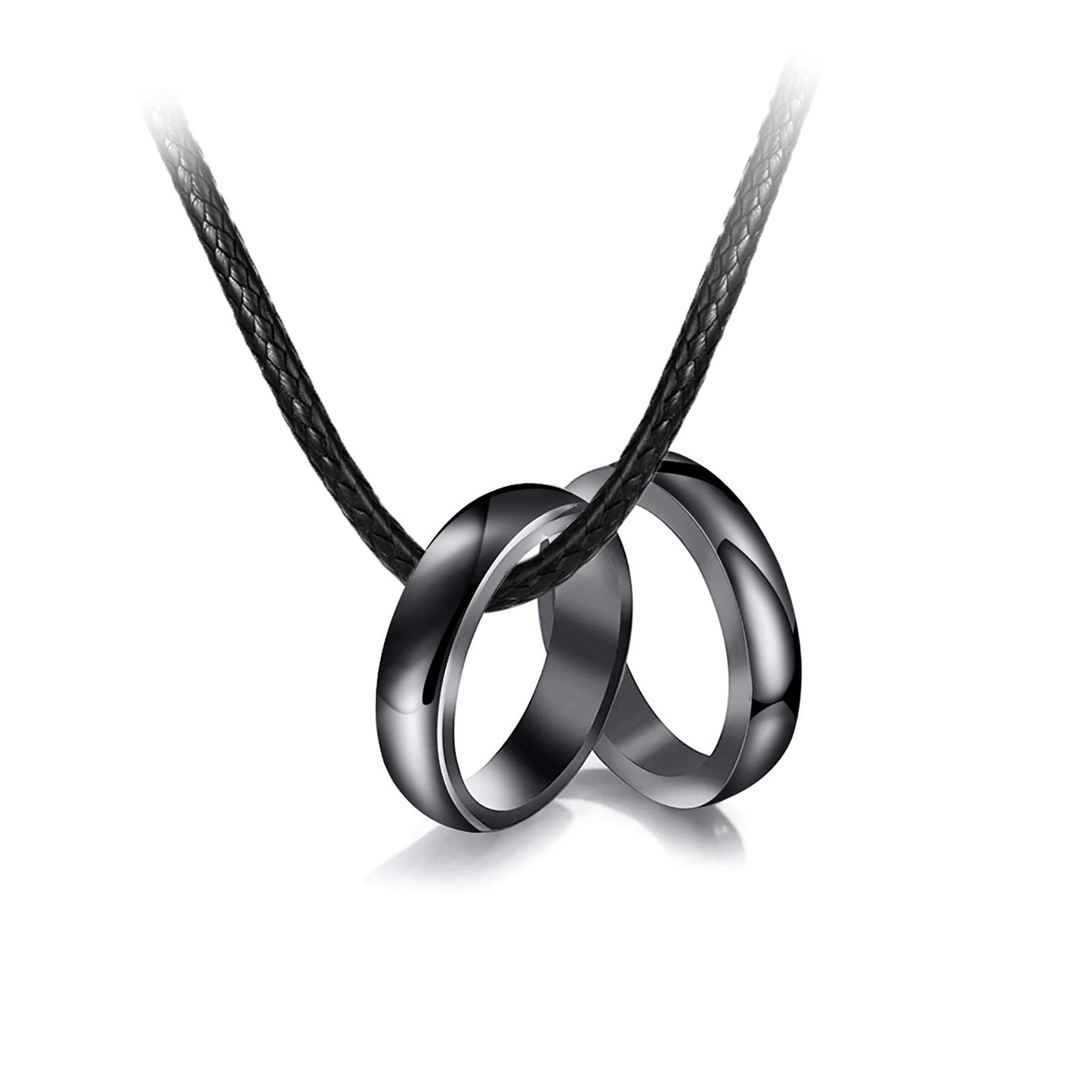 COLORFUL BLING 2Pcs Black Hematite Stone Rings Necklace Set Anxiety Absorb Negative Energy Balance Chakra Healing Jewelry for Women Men(6MM)-10