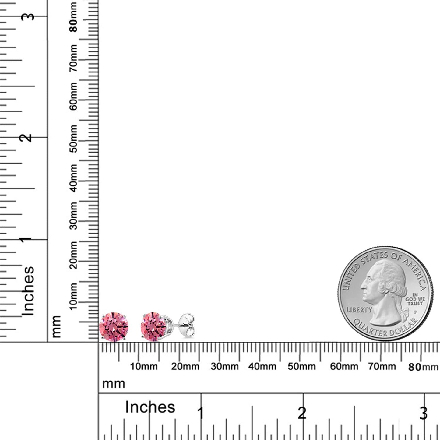 Gem Stone King 2-4 Cttw Round Gemstone Birthstone Stud Earrings For Women Men | 925 Sterling Silver | Round 7MM | Fine Jewelry Gifts for Women Her Mom Wife Men | Fancy Pink Zirconia