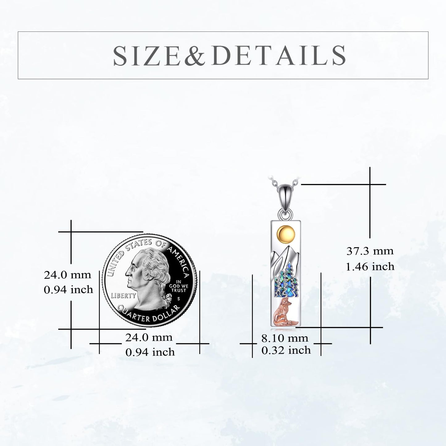 YFN Fox Mountain Necklace for Women Sterling Silver Nature Jewelry Gift for Skiers, Hikers, Campers, Climbers and Nature Lovers