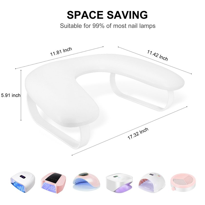Nail Arm Rest for Nails Tech,U Shaped Manicure Nails Arm Rest Stand,Cozy Leather Hand Rest Holder for Nail Tech Manicure Salon Tools,Detachable Bracket (White)