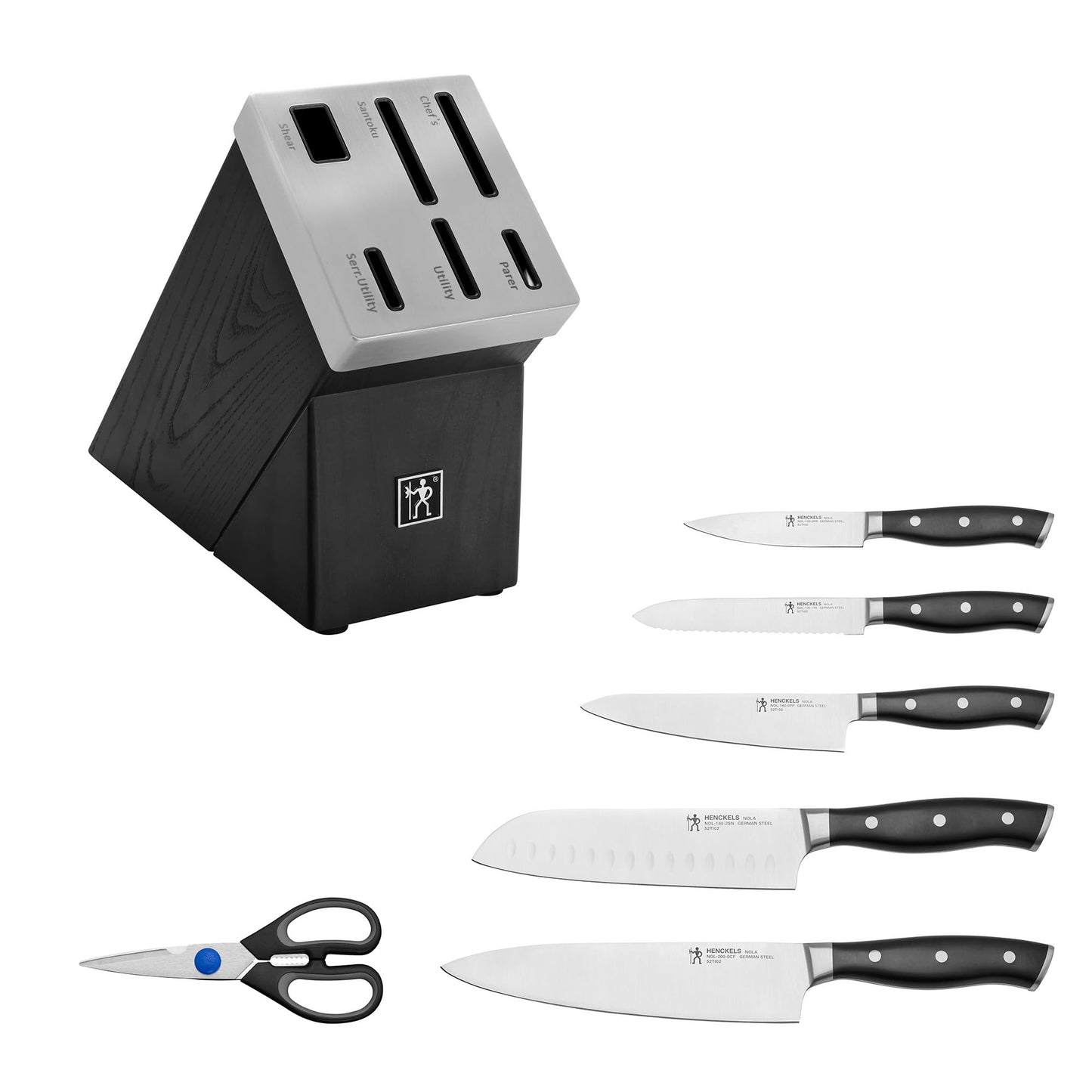 HENCKELS x EMERIL Lagasse The Nola Collection Razor-Sharp German 7-pc Self-Sharpening Knife Block Set, Made in Company-Owned German Factory with Special Formula Steel perfected for almost 300 Years