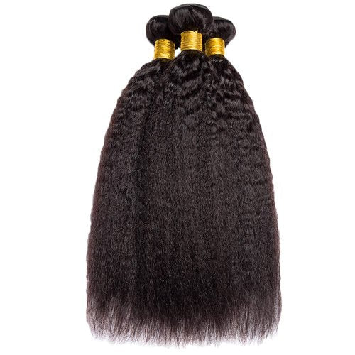 YOUNGHANN 24 26 28 Inch Natural Black Color Kinky Straight Bundles Human Hair Unprocessed Brazilian Virgin Hair Yaki Straight Bundles