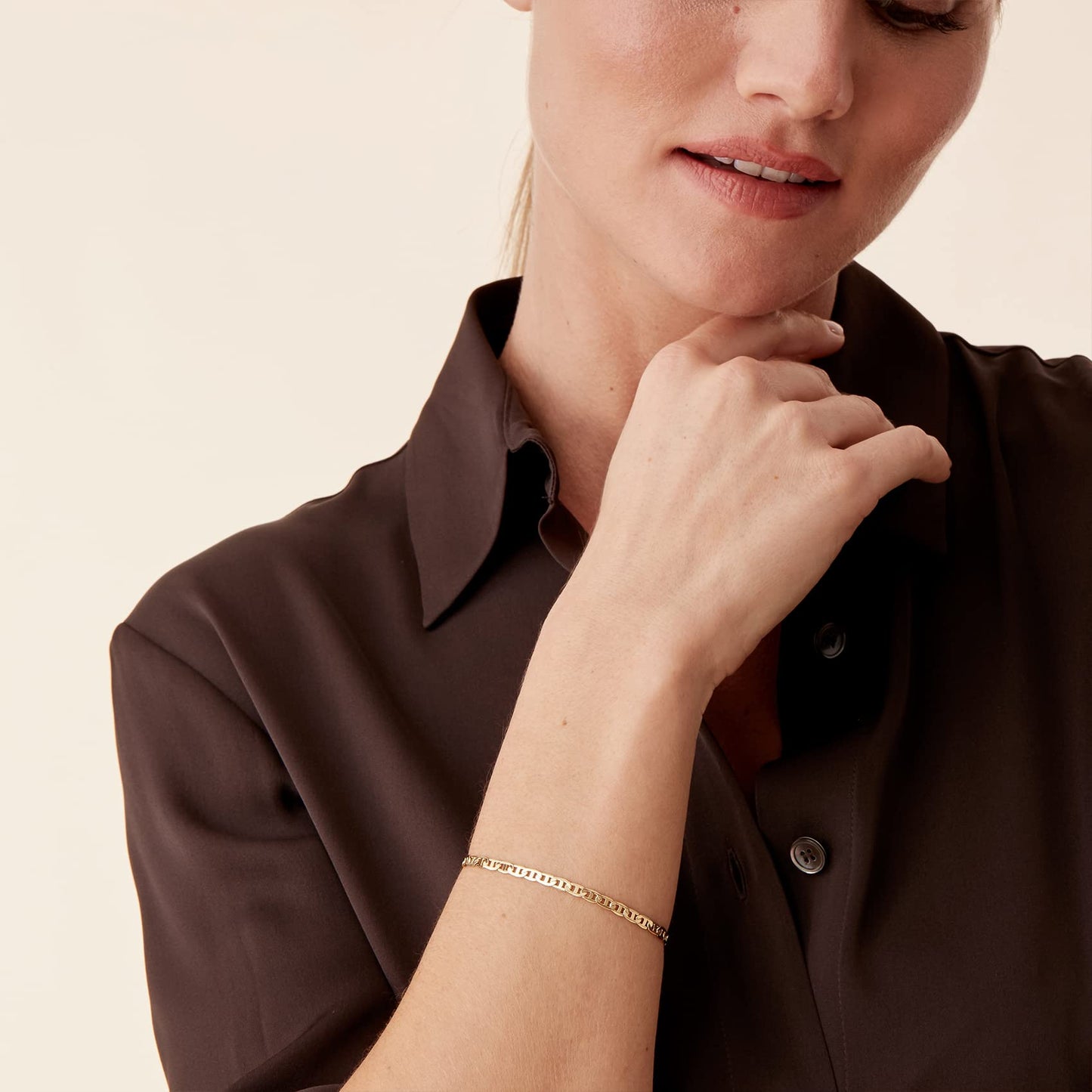 PAVOI 14K Gold Plated Paperclip/Curb/Figaro Chain Adjustable Bracelet for Women (Cuban, Yellow Gold Plated)