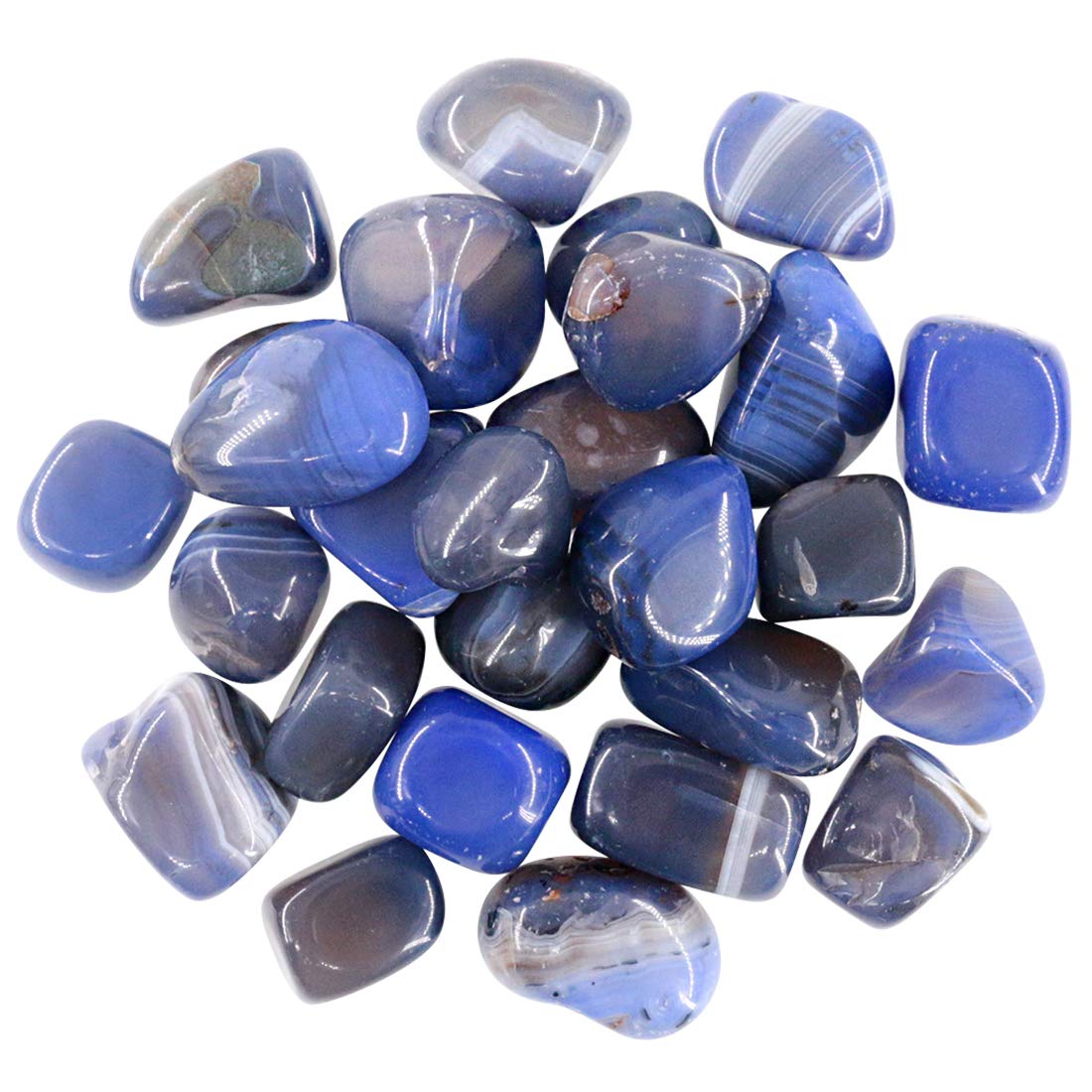 Swpeet 1Pound Marine Blue Agate Bulk Stone Large Gemstone Crushed Pieces 0.75-1" inch Tumbled Stone Chips Crushed Natural Crystal Quartz Perfect for Jewelry Making Home Decoration