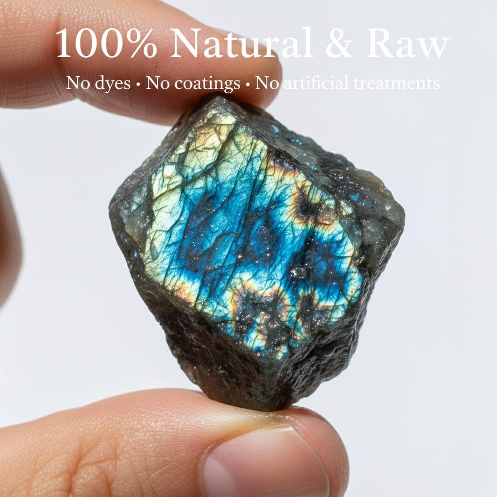 Labradorite Raw Crystal Stone 1.25"–2.0"– Natural Rough Gemstone with Iridescent Flash for Meditation, Chakra Balancing, Reiki, Feng Shui, Spiritual Practices & Home Décor