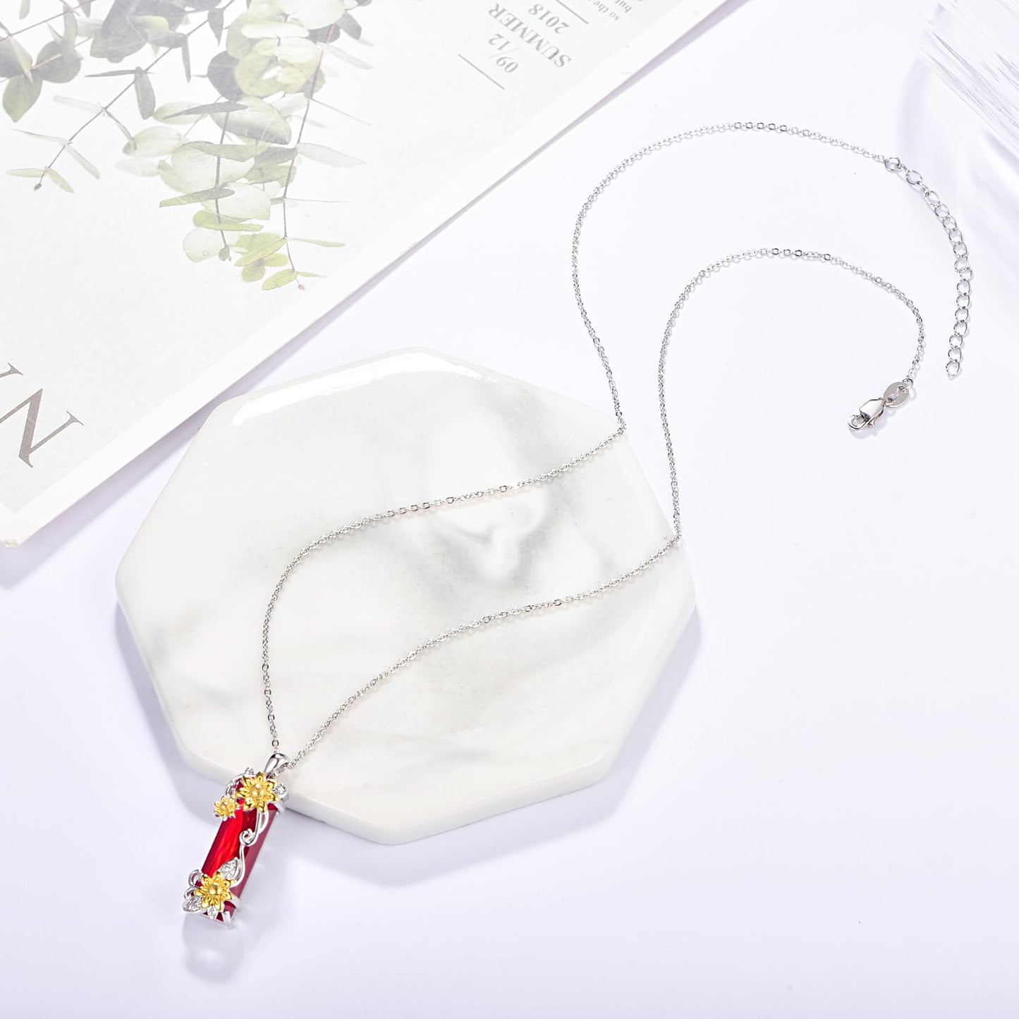 AENEAS Valentines Day Gifts for Women Her Sunflower Necklace 925 Sterling Silver Ruby Crystal Pendant Sunflower Jewelry Gifts for Her Wife Women