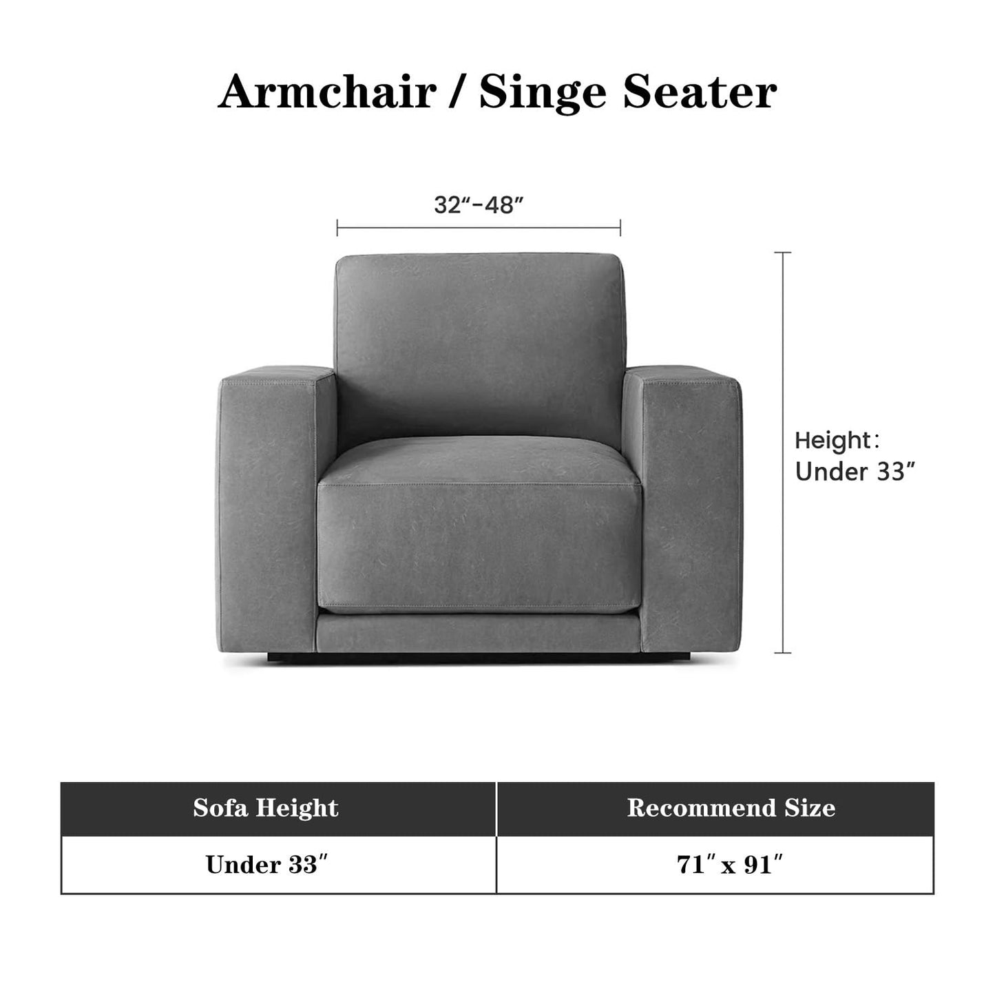 MEETSKY Oversized Chair Cover Washable Recliner Chair Covers, Armchair Couch Cover Sofa Throw Cover for Single Couch, Soft Small Sofa Slipcoversfor Pet, 71"x 91", Dark Grey