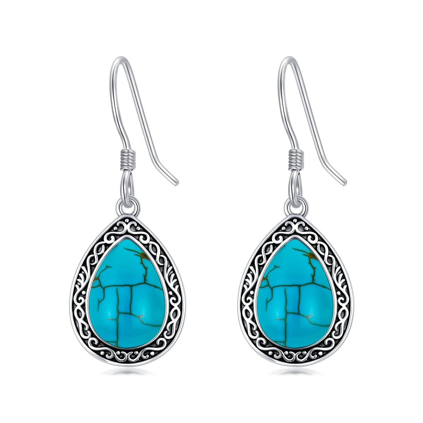 Eetaitai Natural Turquoise Earrings 925 Sterling Silver Boho Earrings Blue Vintage Native American Jewelry Western Jewelry Vintage Earrings Mothers Day Gifts for Mom Wife Sister