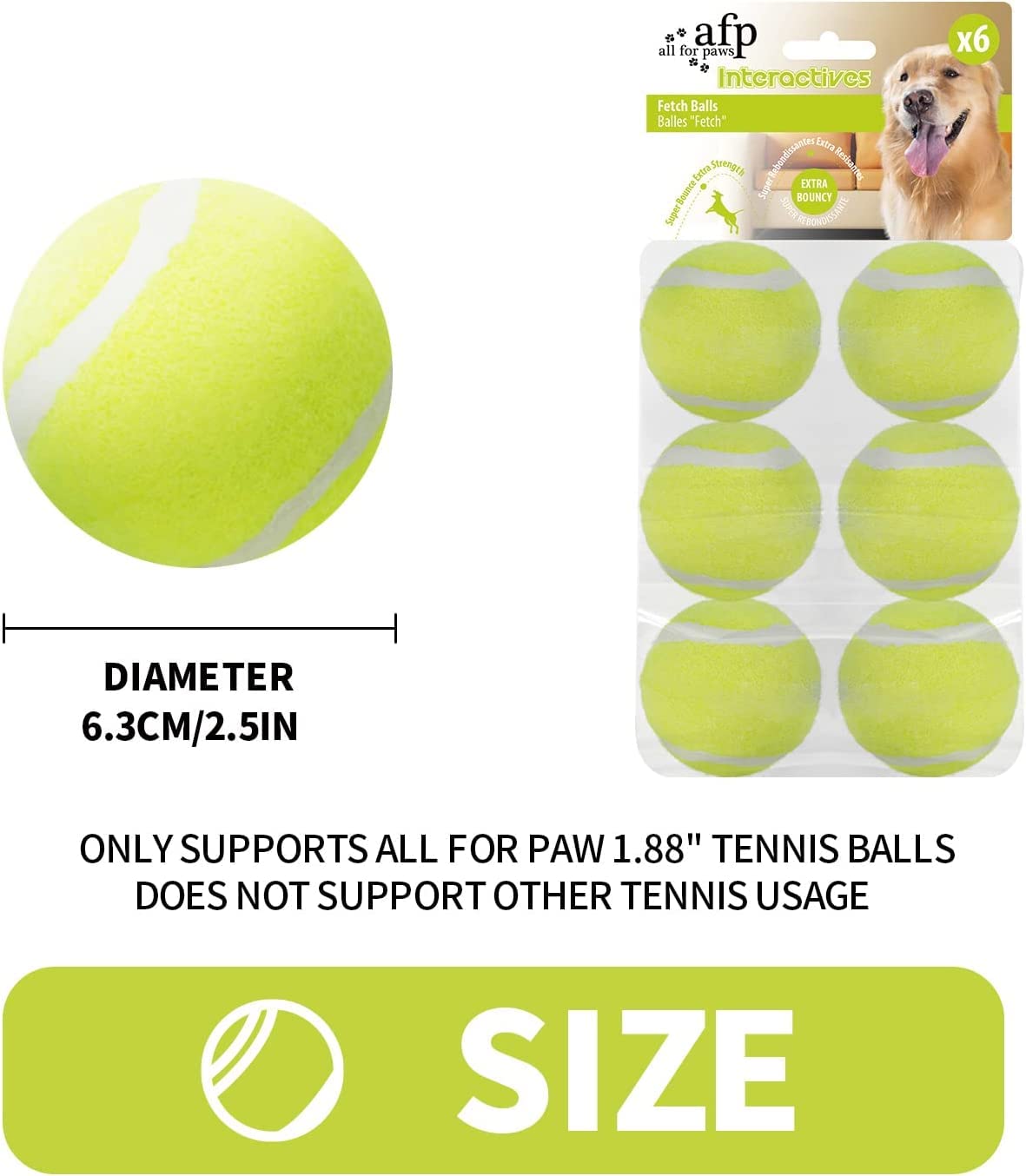 ALL FOR PAWS Automatic Ball Launcher for Dogs, Interactive Puppy Pet Balls Outdoor Thrower for Medium to Large Dogs and six 2.5-inch Tennis Balls Bundle