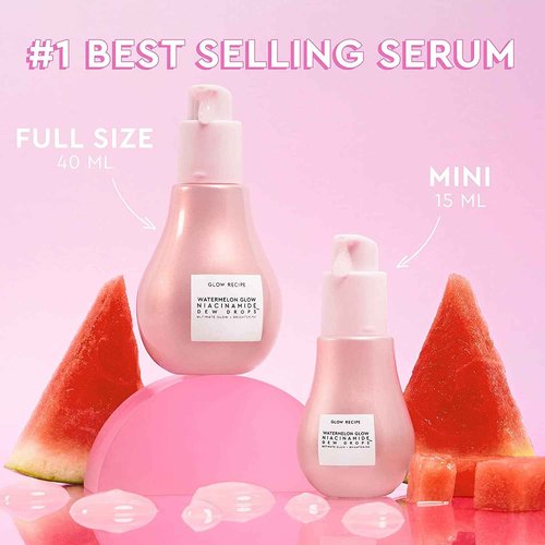 Glow Recipe Brighten + Soothe Duo - Watermelon Glow Niacinamide Dew Drops (40ml) Highlighting Serum + Avocado Ceramide Recovery Serum (30ml) to Reduce Look of Redness, Uneven Tone, and Dark Spots