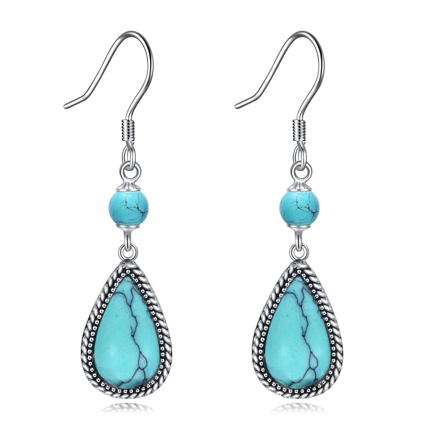 POPLYKE Teardrop Turquoise Dangle Earrings for Women 925 Sterling Silver Turquoise Earrings for Women Turquoise Jewelry Gifts