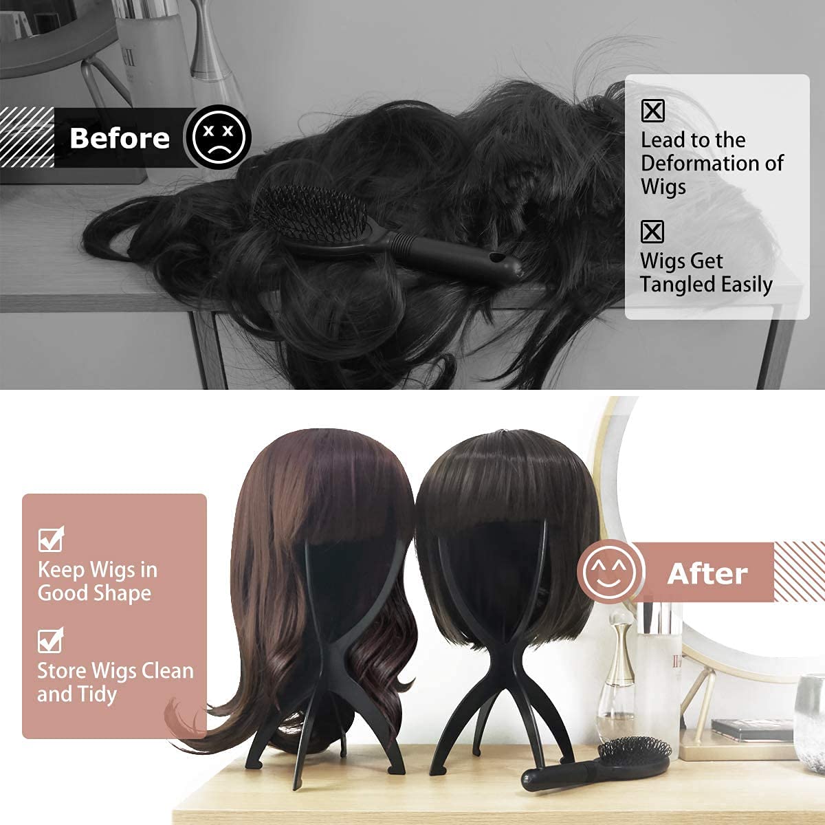 Dreamlover Wig Stand, Wig Head Stand for Wigs, Purple, 3 Packs