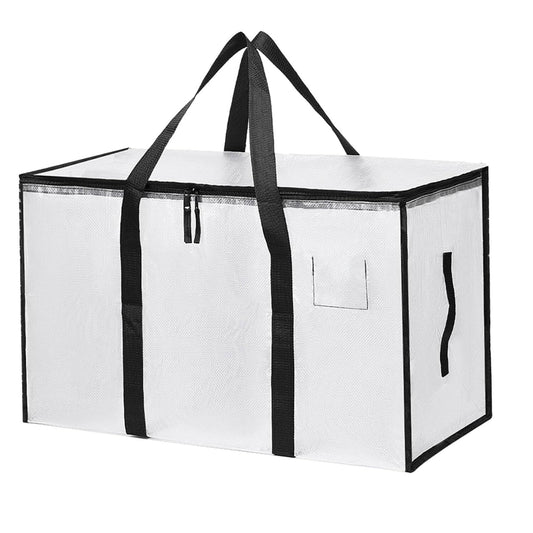 1Pack Large Moving Bags with Zippers & Carrying Handles, Heavy Duty Storage Tote Moving Boxes ，Space Saving (Clear, 1 Pack)