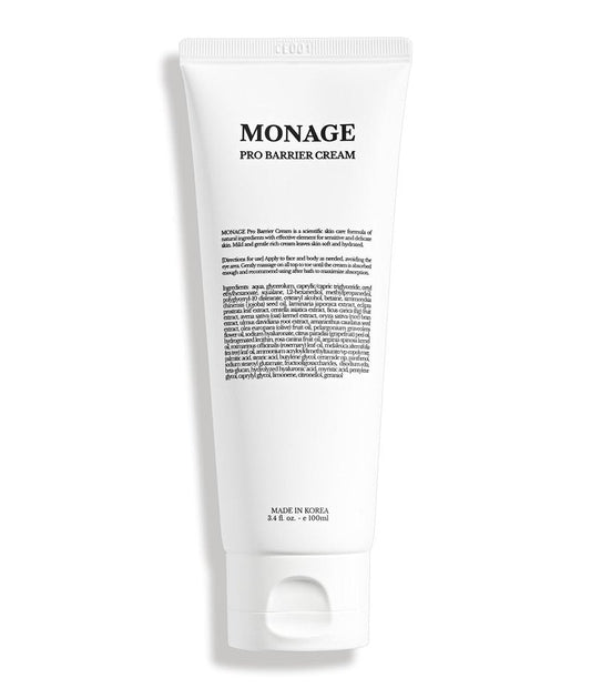 MONAGE Pro Barrier Cream, Korean Moisturizer Face Cream - Vegan, Hydration Boost, Gentle Formula, Soothing for Extremely Dry Skin, Nourishing, 3.4 fl oz (100ml)