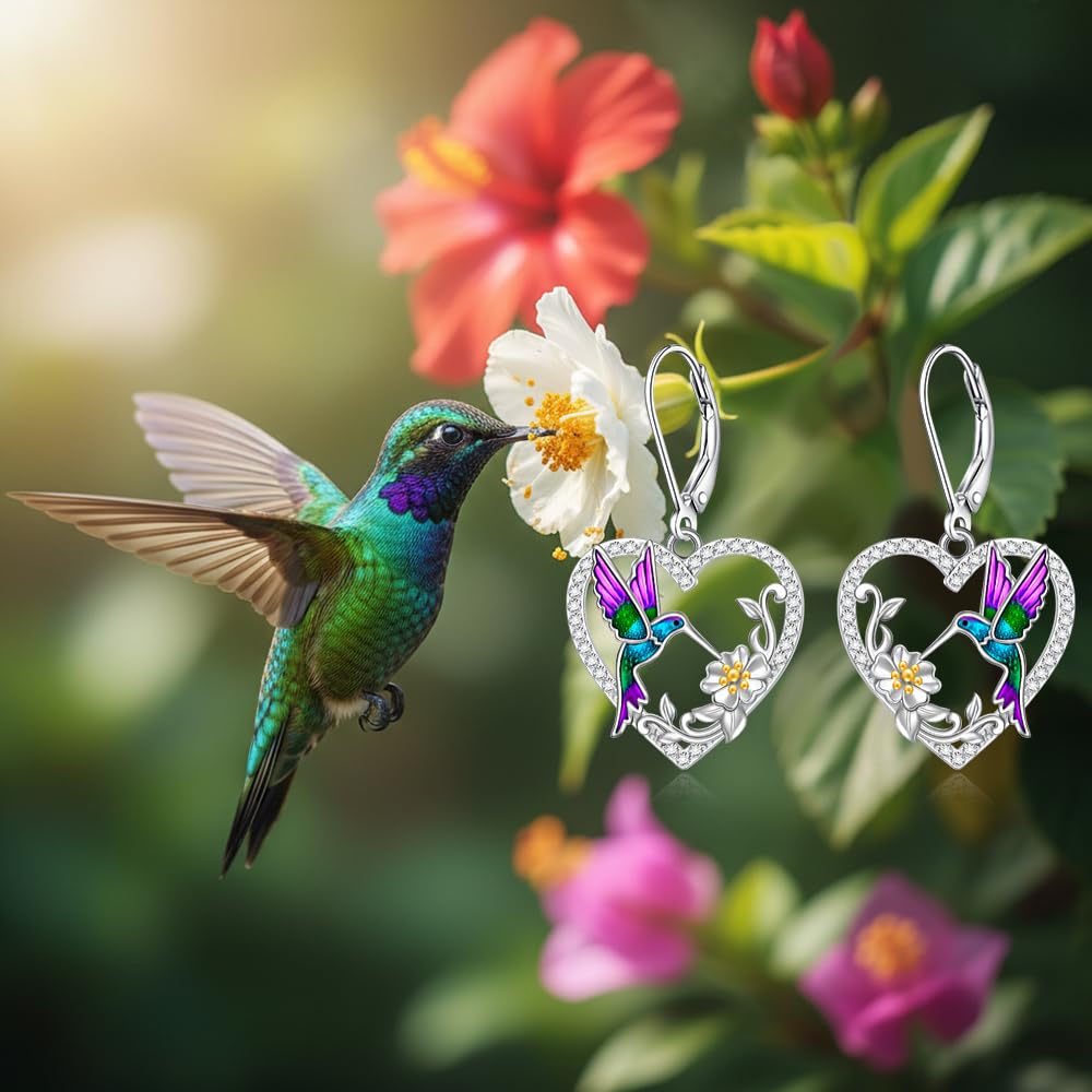 Hummingbird Earrings for Women Sterling Silver Hummingbird Earrings Dangle Jewelry Gifts Memorial Birthday Gifts