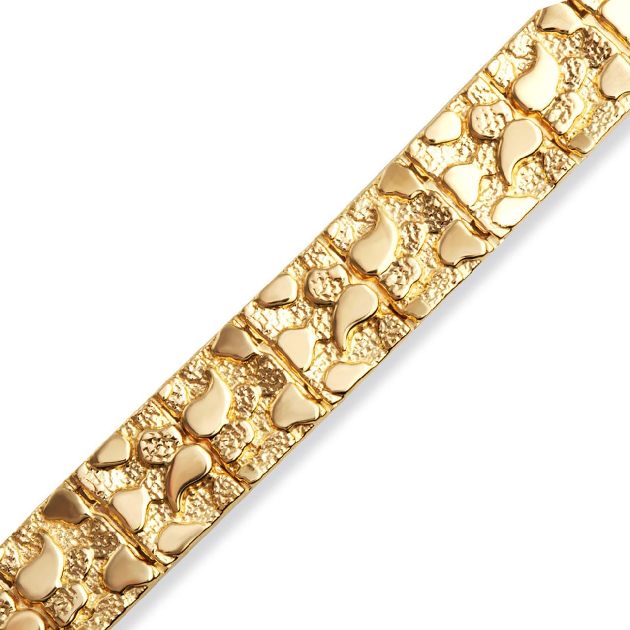 Solid 14k Yellow Gold Large Textured Nugget Bracelet (Size 8)