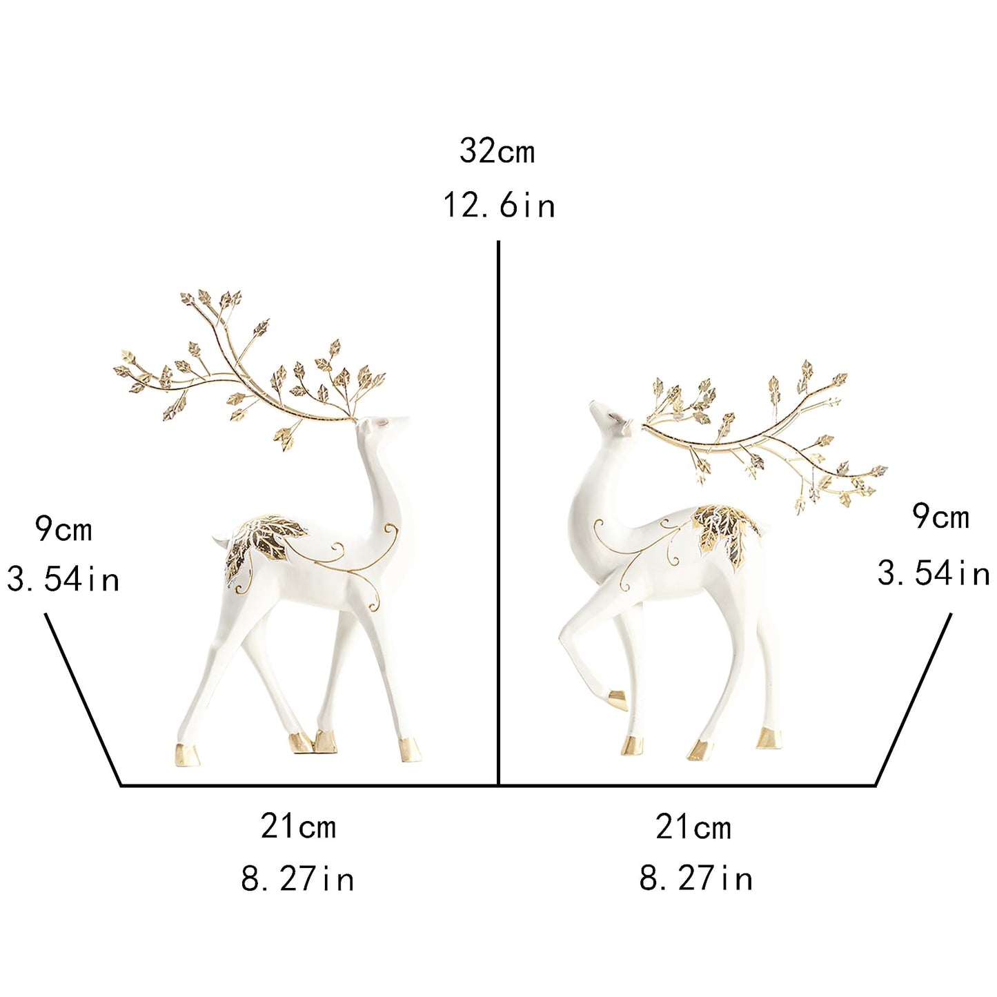 AGKZNTQP 2Pcs Resin Reindeer Figurine Set – Elegant Christmas Reindeer Ornaments, Decorative Reindeer Sculptures for Home, Living Room, Desktop, Office, and Holiday Tabletop Decor