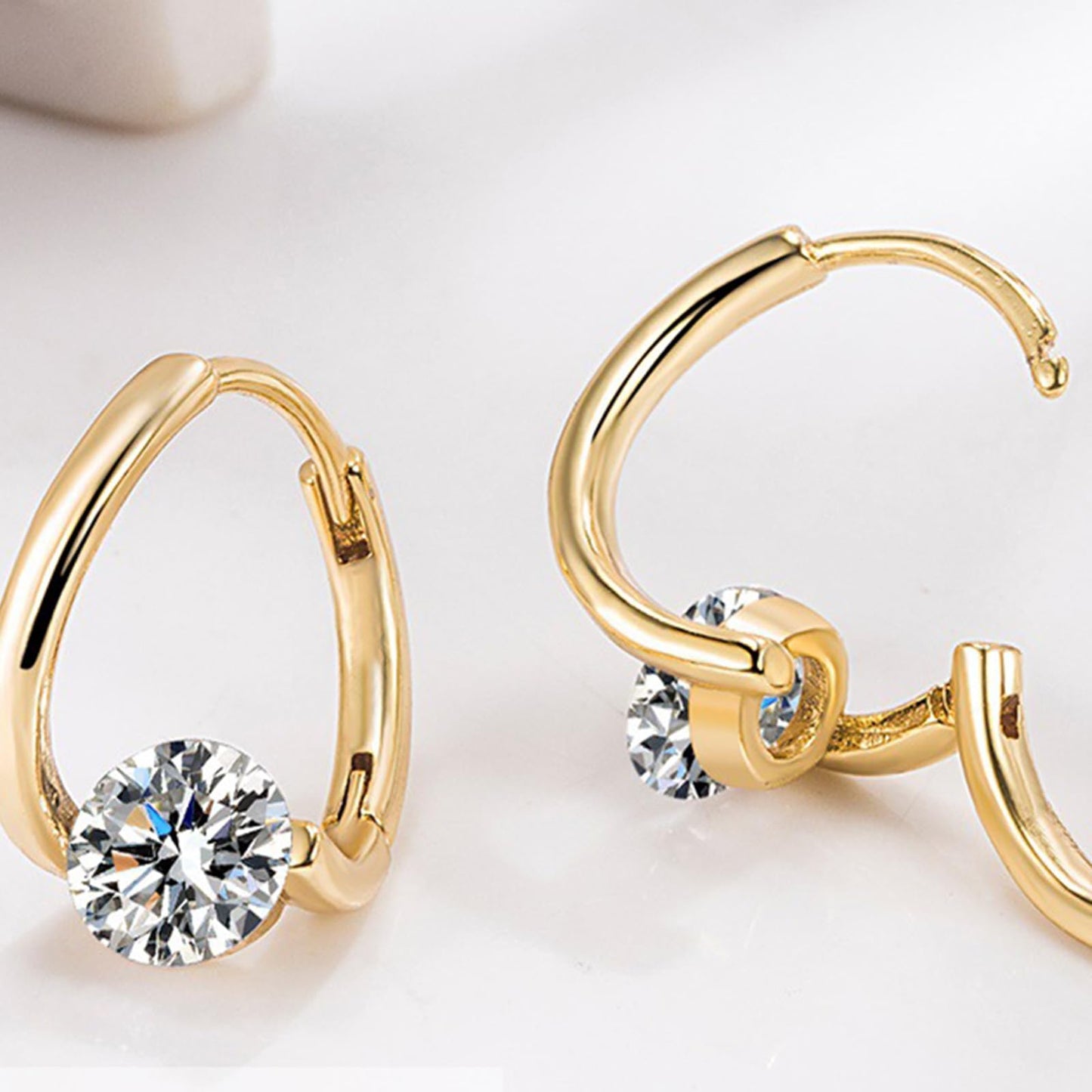 Halolux Lymphatic Germanium Earrings for Women, 2 Pairs Dainty CZ Zircon Acupressure Earrings for Lymphvity Drainage Support Hypoallergenic Ear Jewelry Gift (Gold)