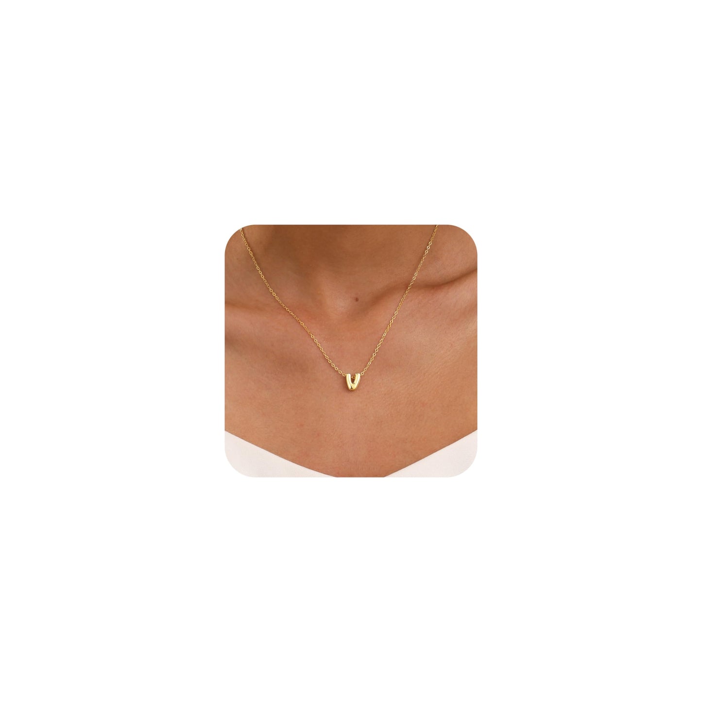 CUEZIY 14K Gold Plated Bubble Letter Necklace Initial Necklaces for Women Dainty Personalized Charm Pendant Name Necklace Cute Non Tarnish Fashion Accessories Teen Gift Trendy Stuff Jewelry Gifts