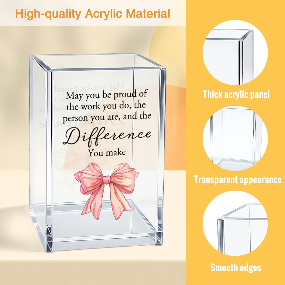 Mhfpl May You Be Proud Of The Work You Do Acrylic Cosmetic Pencil Pen Holder Cup, Graduation Gifts for College Student Daughter Niece Girl, Appreciation Retirement Gifts for Coworker Boss Leader Lady