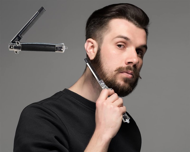 12-Count Folding Pocket Comb, Stainless Steel Beard Comb for Men, Switchblade Fine Tooth Mustache Combs Designed for Hair Salon Beauty Tool