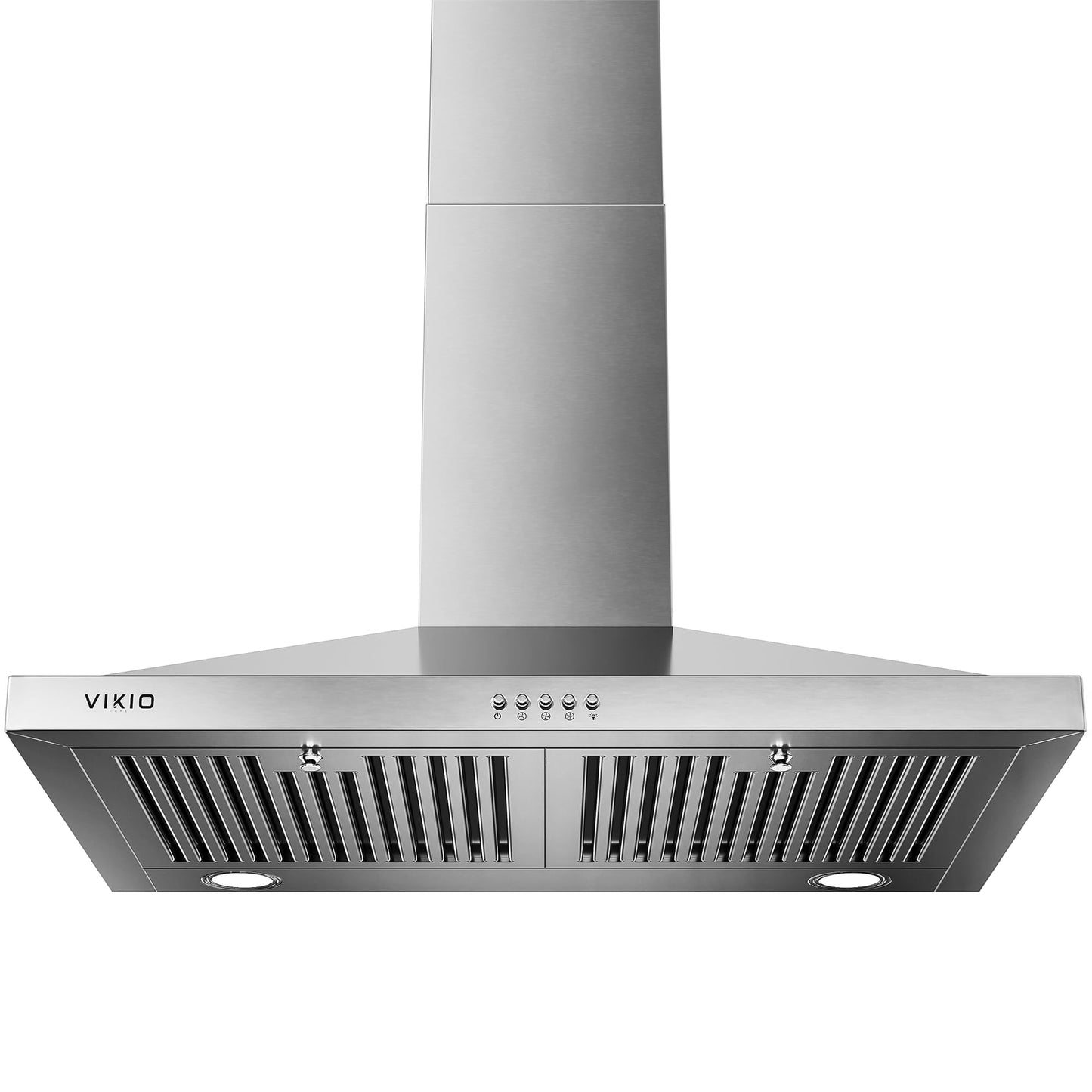 VIKIO HOME Wall Mount Range Hood 30 inch, 600 CFM Kitchen Vent Hood, Ducted or Ductless, with Charcoal Filters, Stainless Steel Baffle Filters & Dual LED Lights