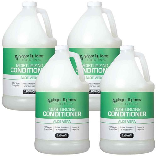 Ginger Lily Farms Club & Fitness Moisturizing Conditioner for Dry Hair, 100% Vegan & Cruelty-Free, Aloe Vera Scent, 1 Gallon Refill (Pack of 4)